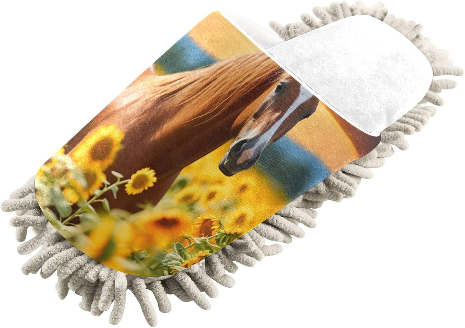 RunningBear White Horse Mop Slippers Cleaning Footwear
