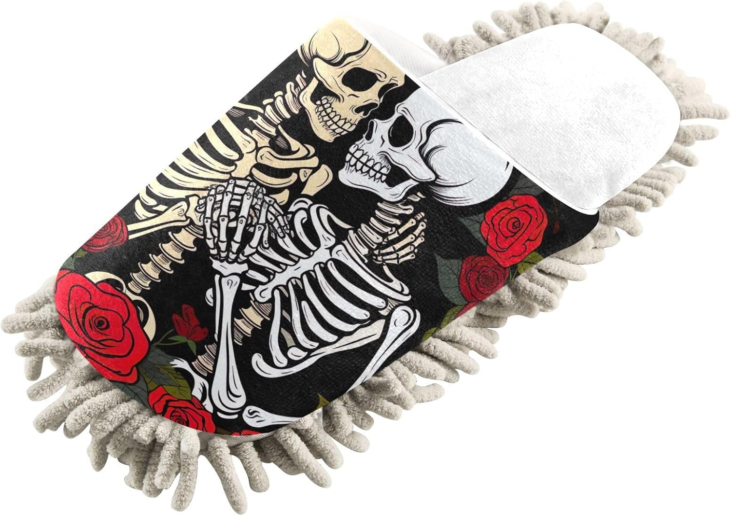 White Roses Mop Slippers with Soft Chenille Sole