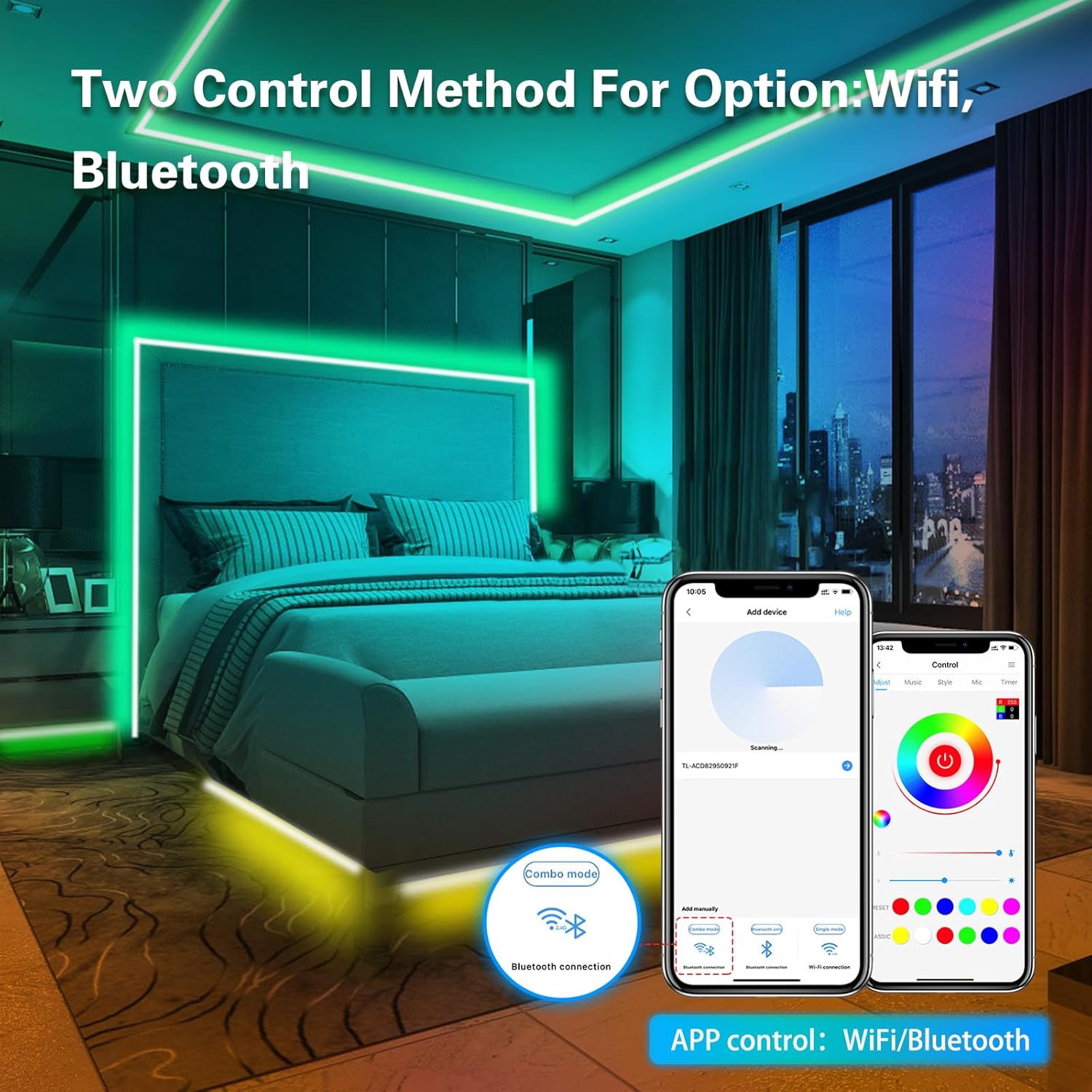 KEXU 50ft Smart WiFi LED Strip Light with Alexa and Google Assistant
