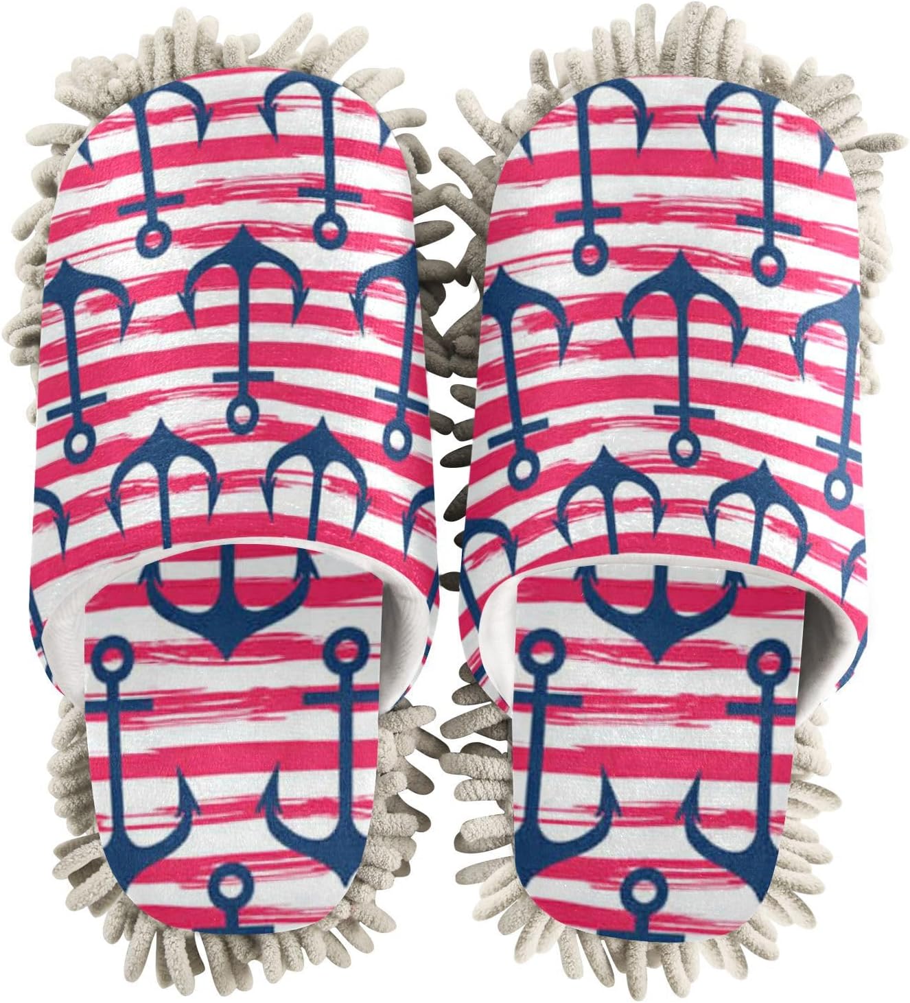 Sinestour Hand Drawn Striped Mop Slippers for Floor Cleaning 1