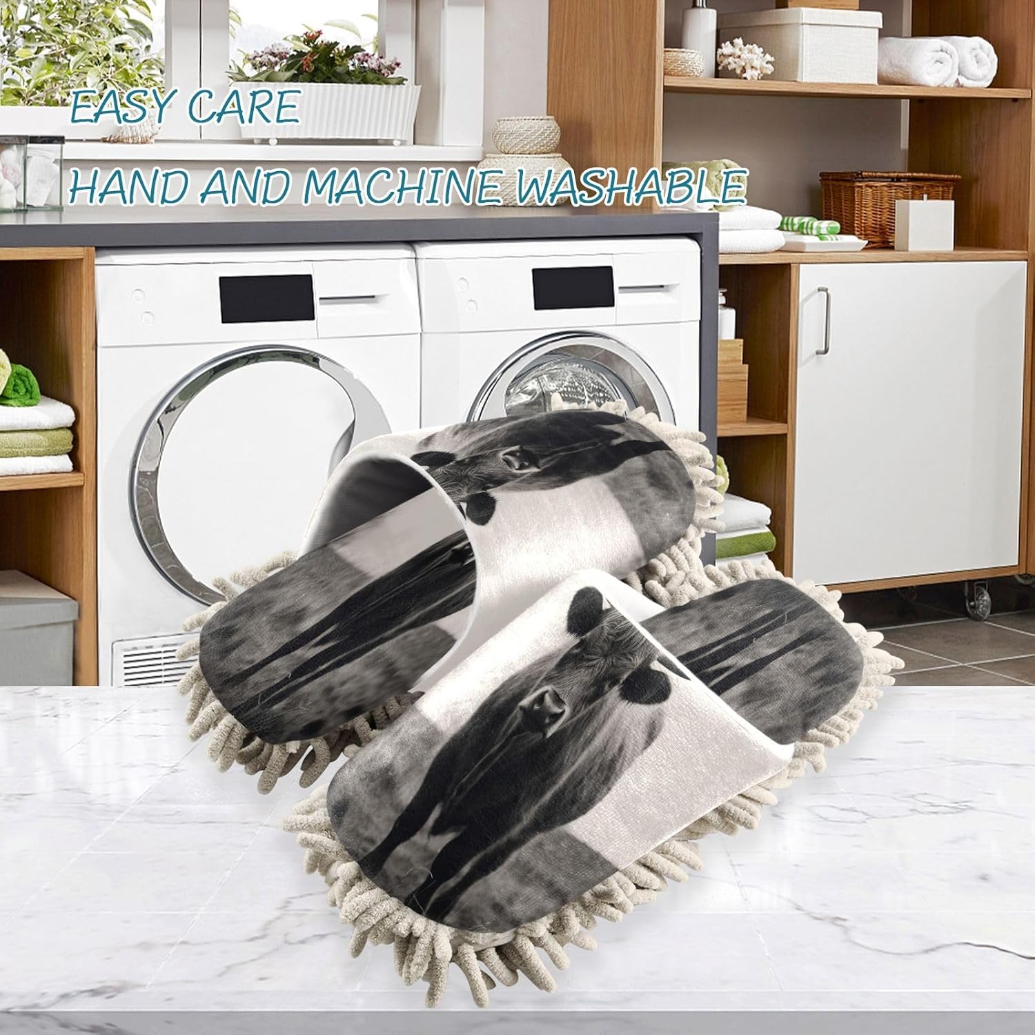 Zhirexin Microfiber Mop Slippers for Men Women Comfortable Cleaning Shoes