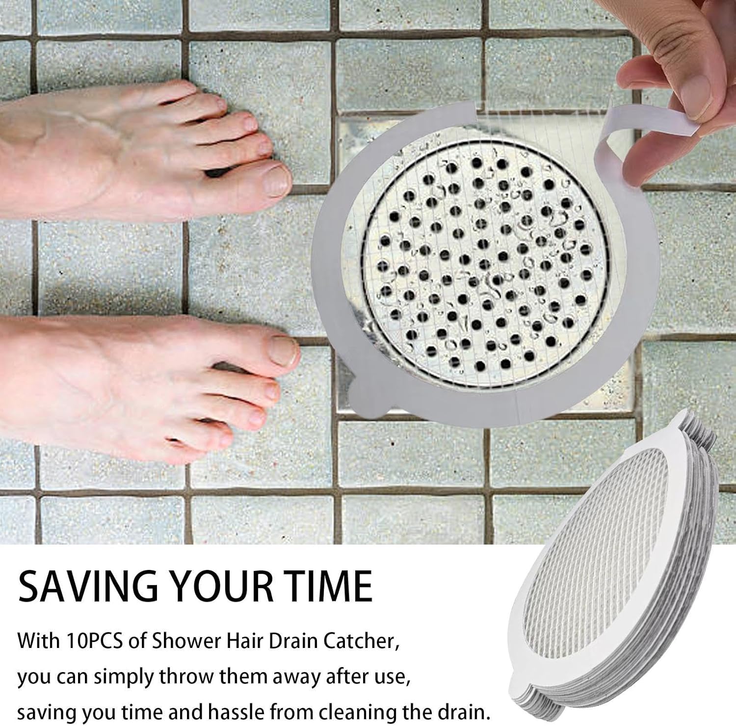 10PCS Drain Stickers Hair Catcher for Shower and Bathtub