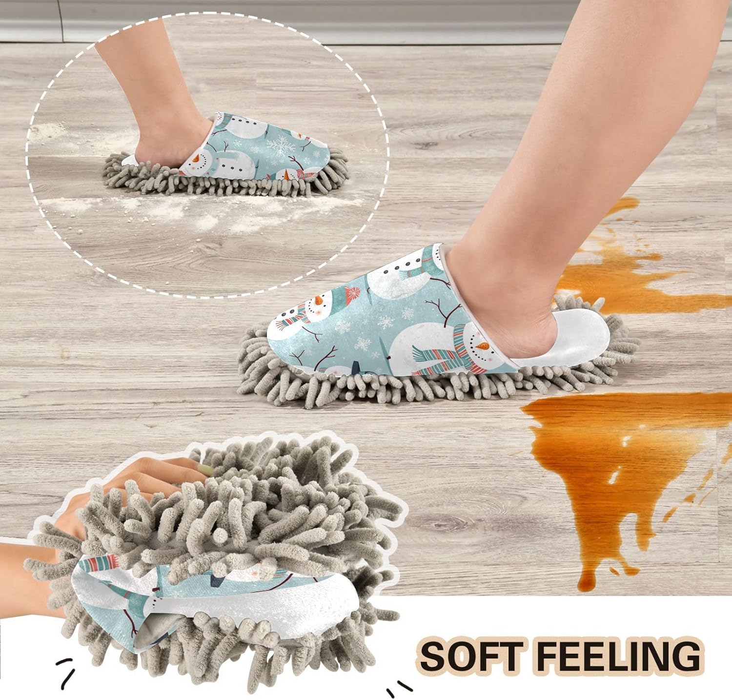 RunningBear White Christmas Snowman Mop Slippers 1