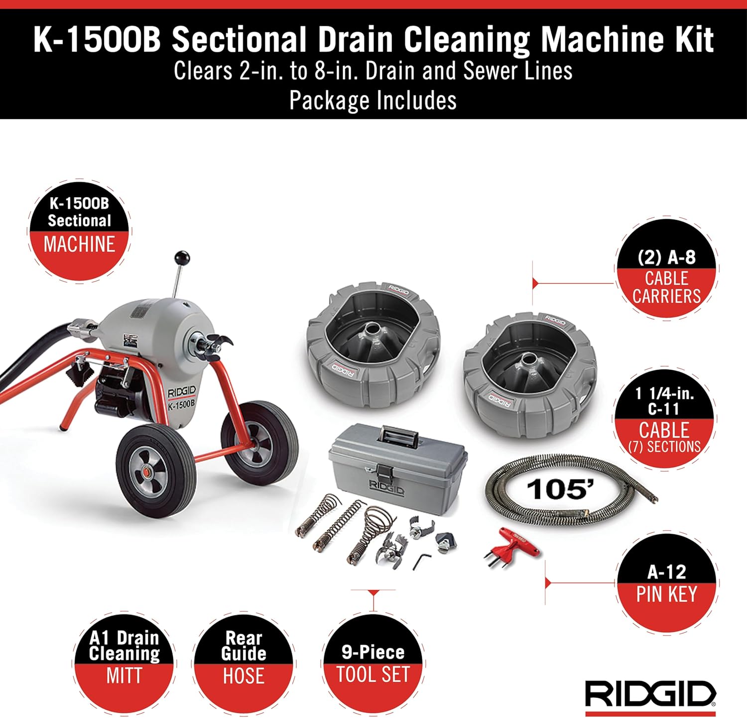 RIDGID 23717 K-1500B Sectional Drain Cleaner