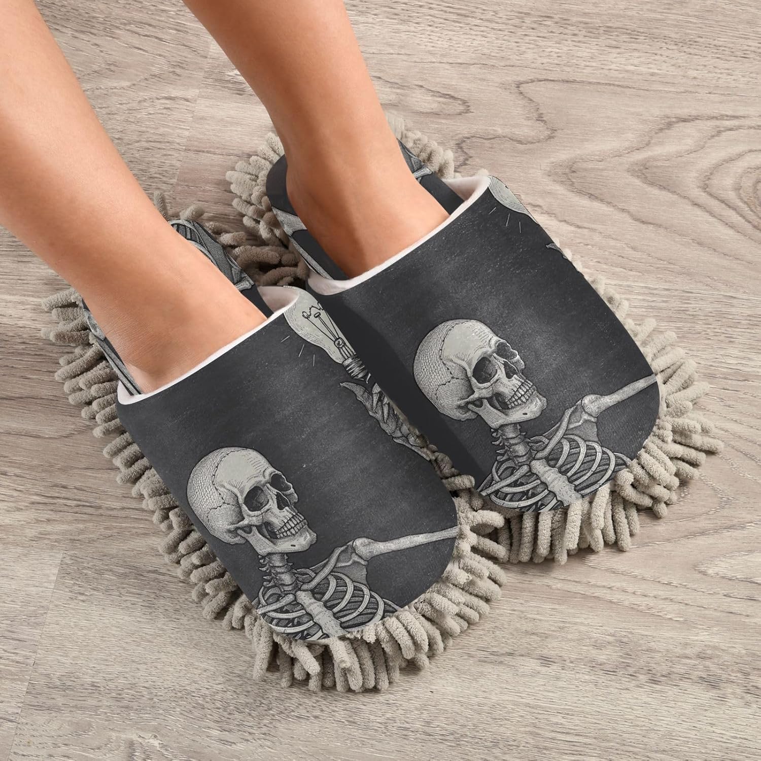 Zhirexin Comfortable Mop Slippers - Washable Microfiber Cleaning Shoes for Men Women