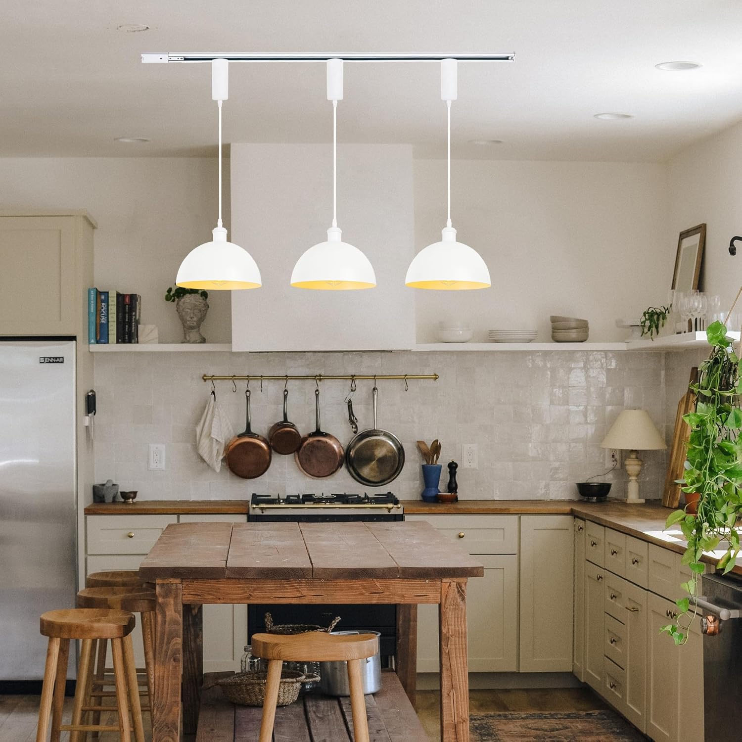 SKIVTGLAMP Remote Control LED Track Pendant Light 3 Lights 5ft Adjustable Height
