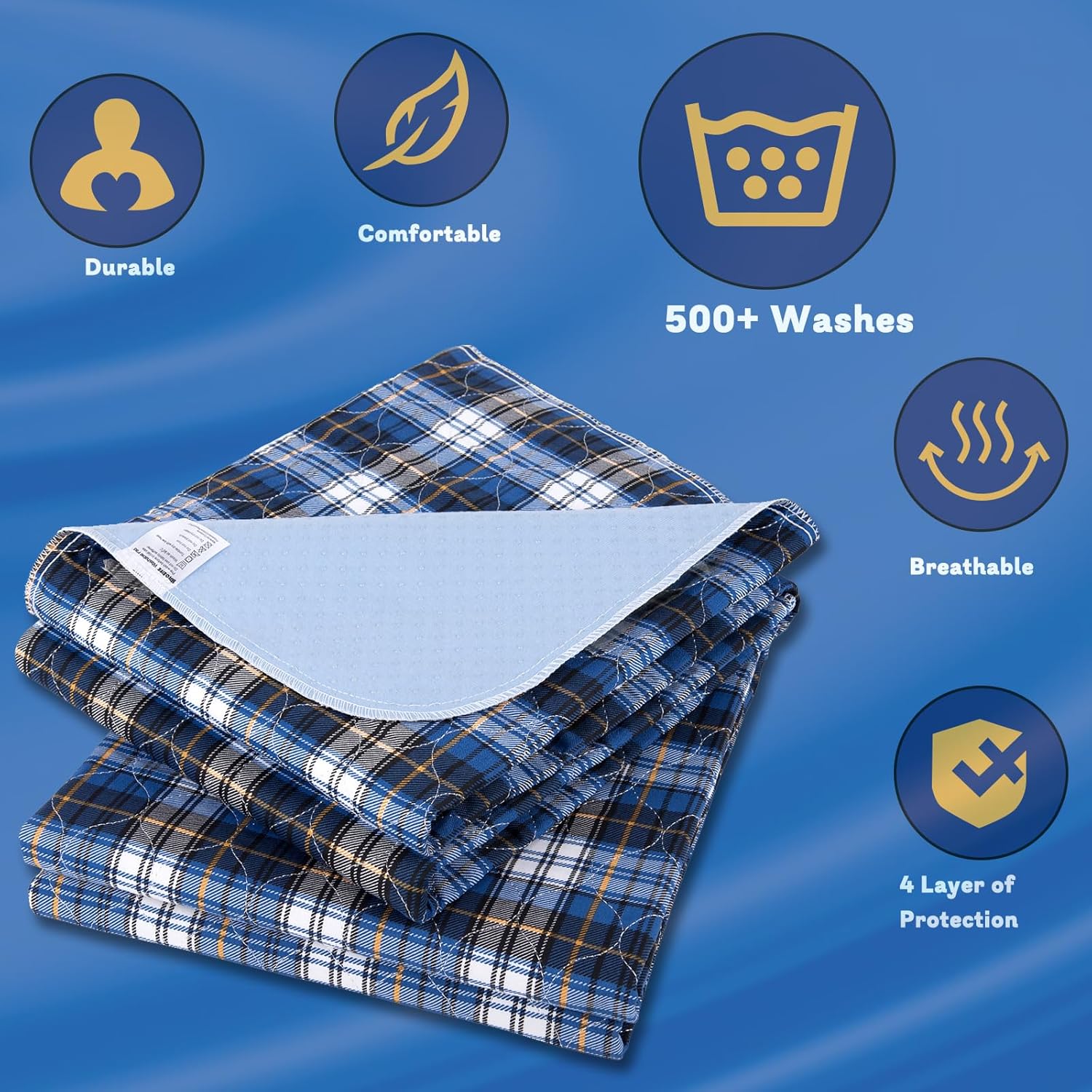 Brosive Non-Slip Washable Bed Pads for Incontinence 2 Pack