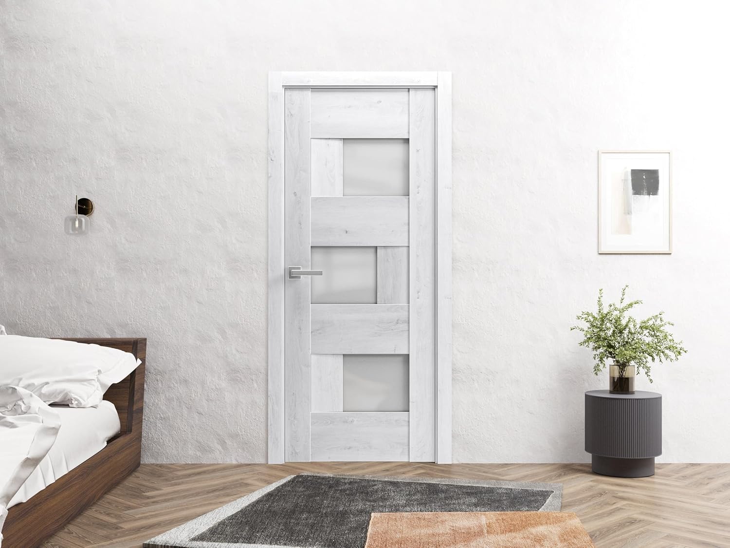 VDOMDOORS 32x80 Interior Solid Door with Frost Glass