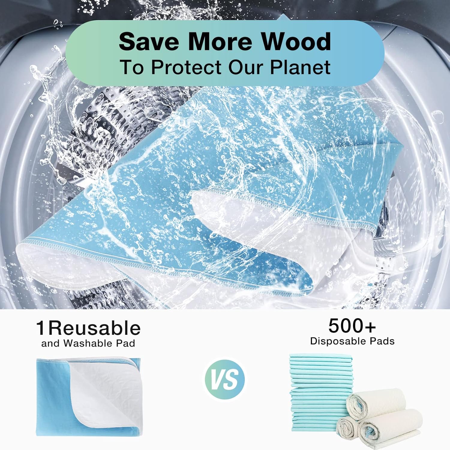 SOLOSHINE Washable Waterproof Bed Pads 34x52 2 Pack