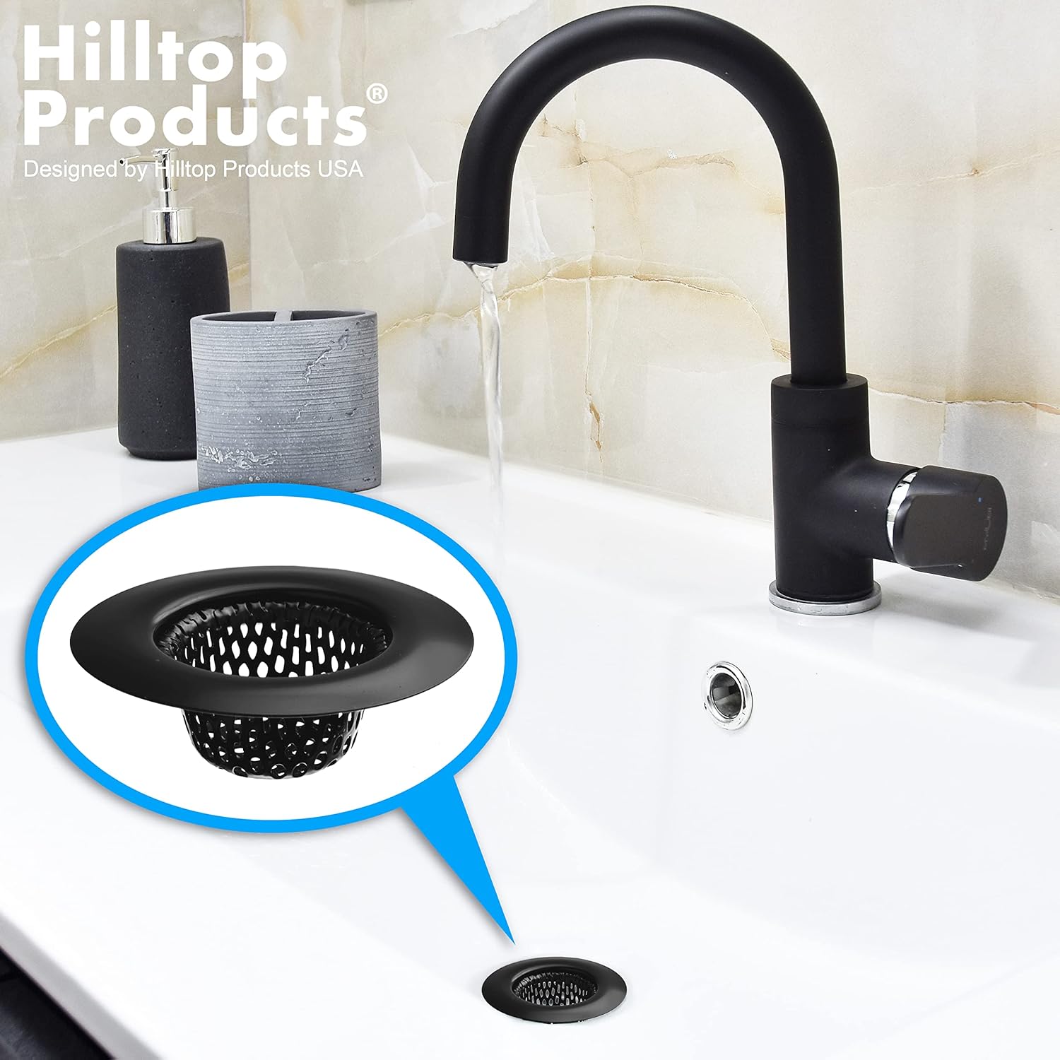 Hilltop Products 2 Pack Black Sink Strainer