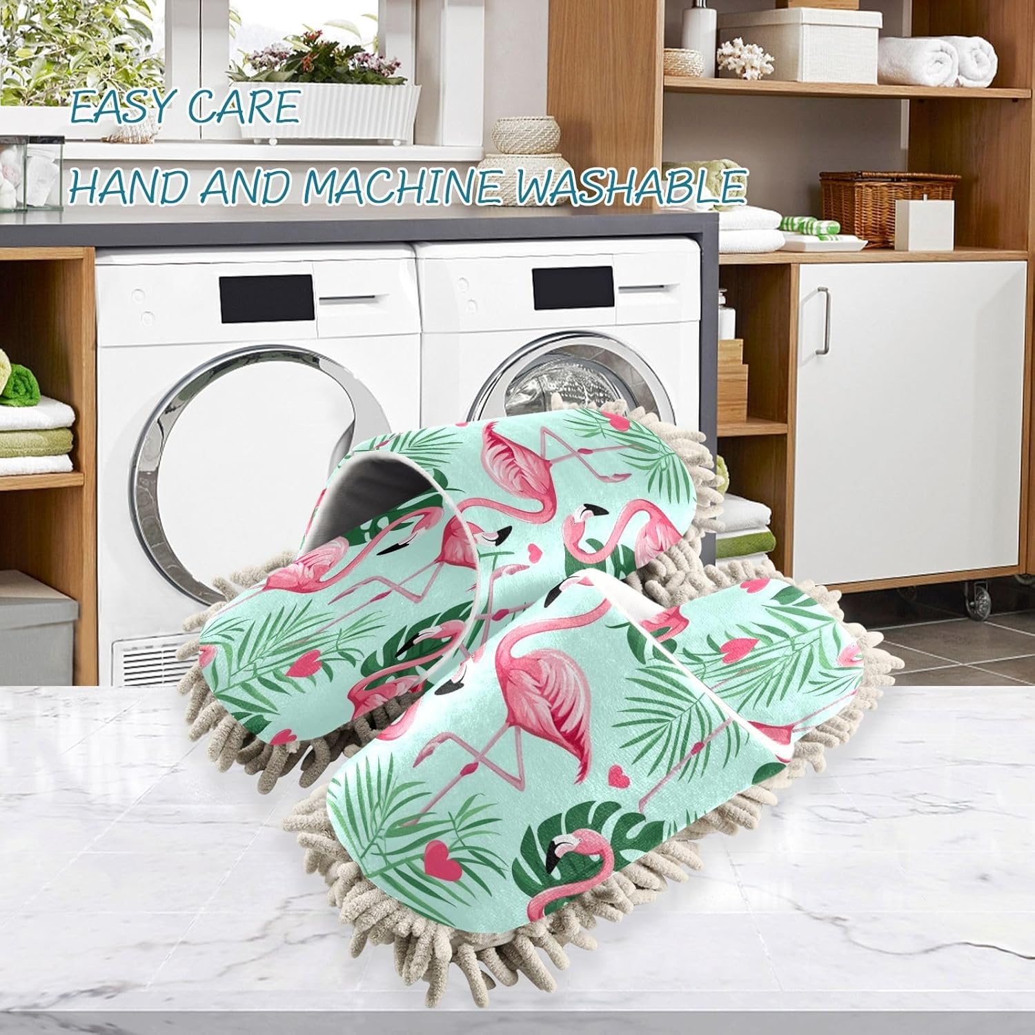 Zhirexin Flamingo Cleaning Slippers Mop Shoes