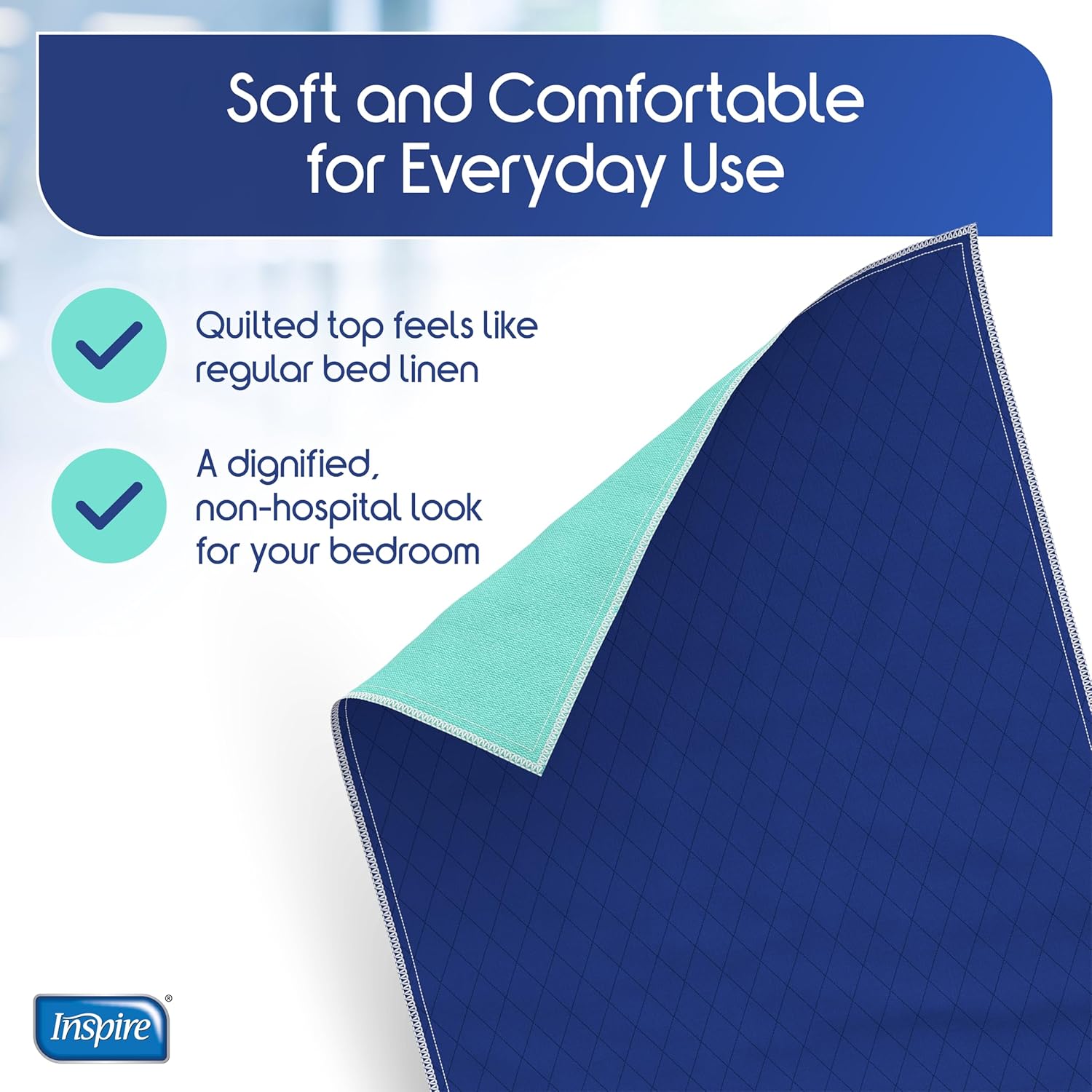 Inspire Waterproof Mattress Protector 2 Pack - Dark Blue for Stain Hiding