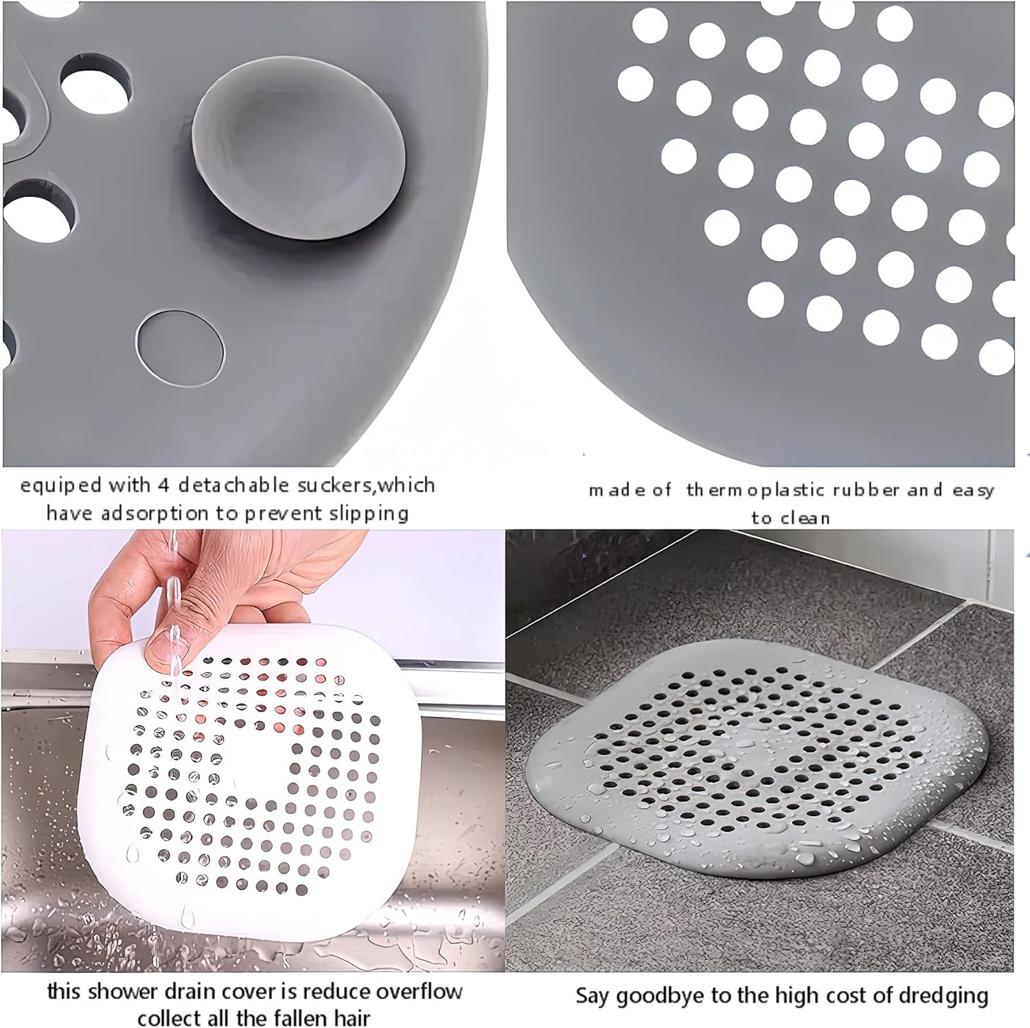 Philbinden 2-Piece Shower Drain Hair Catcher with Sucker