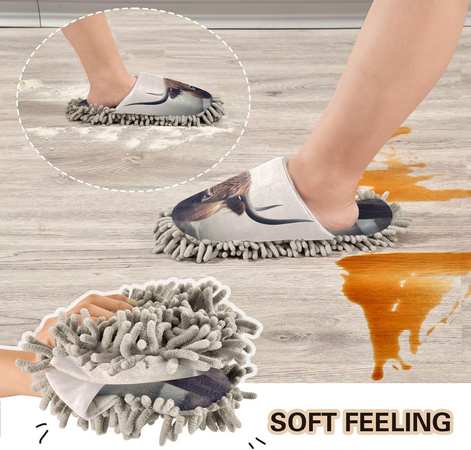 Zhirexin Mop Slippers for Men Women Comfortable Cleaning Shoes