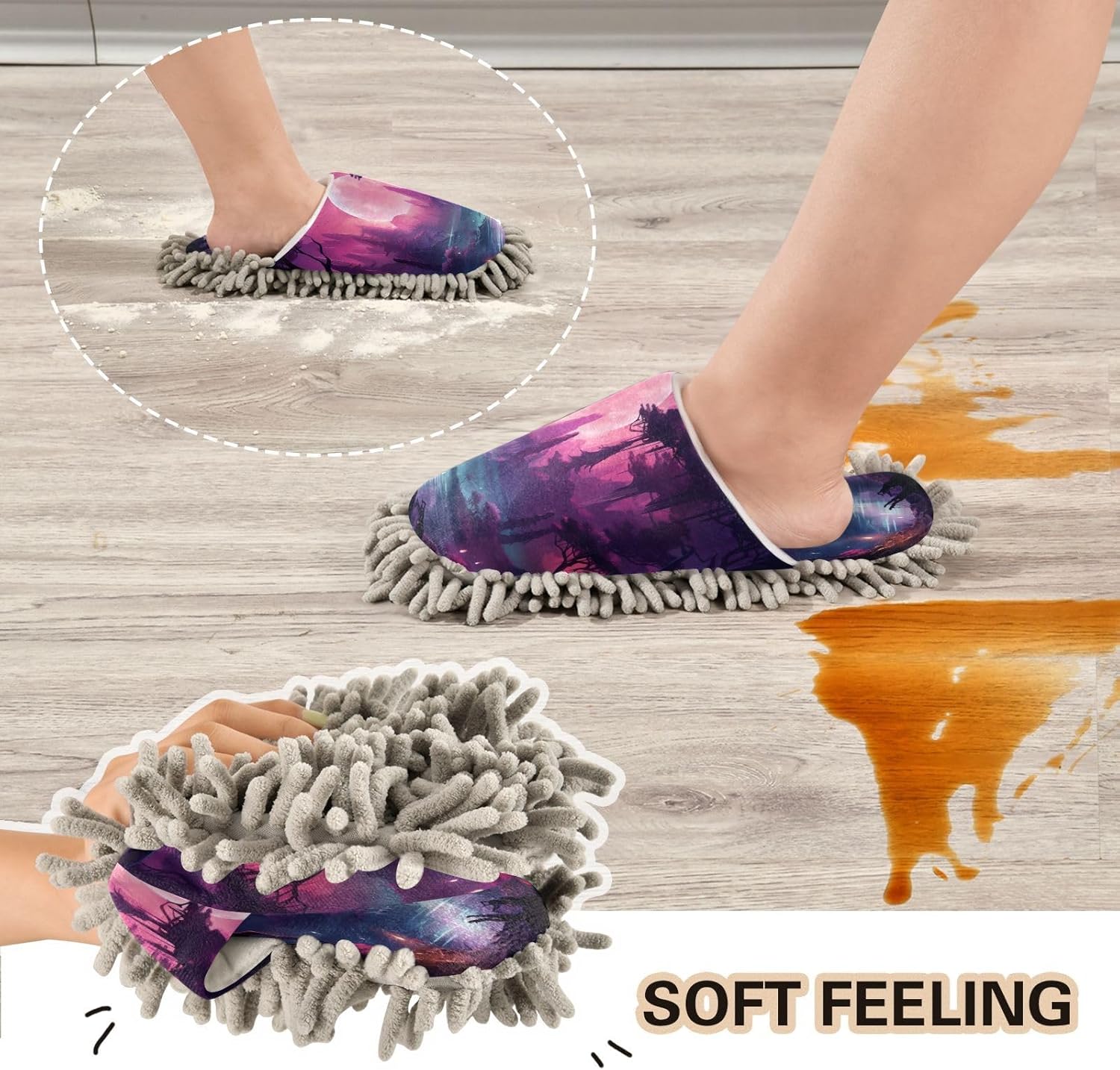 Zhirexin Dark Jungle Cleaning Slippers with Microfiber Mop