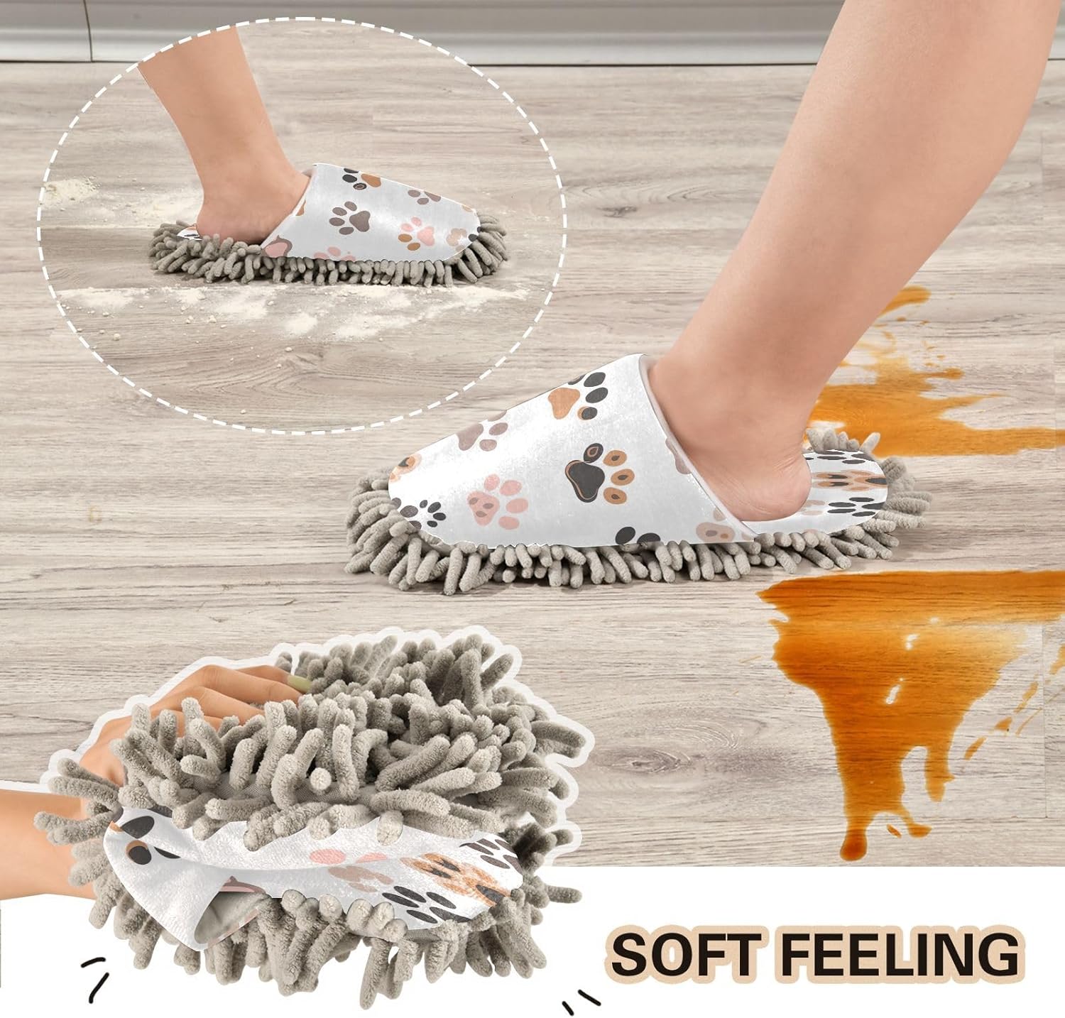 Zhirexin Colorful Cat Paws Cleaning Slippers