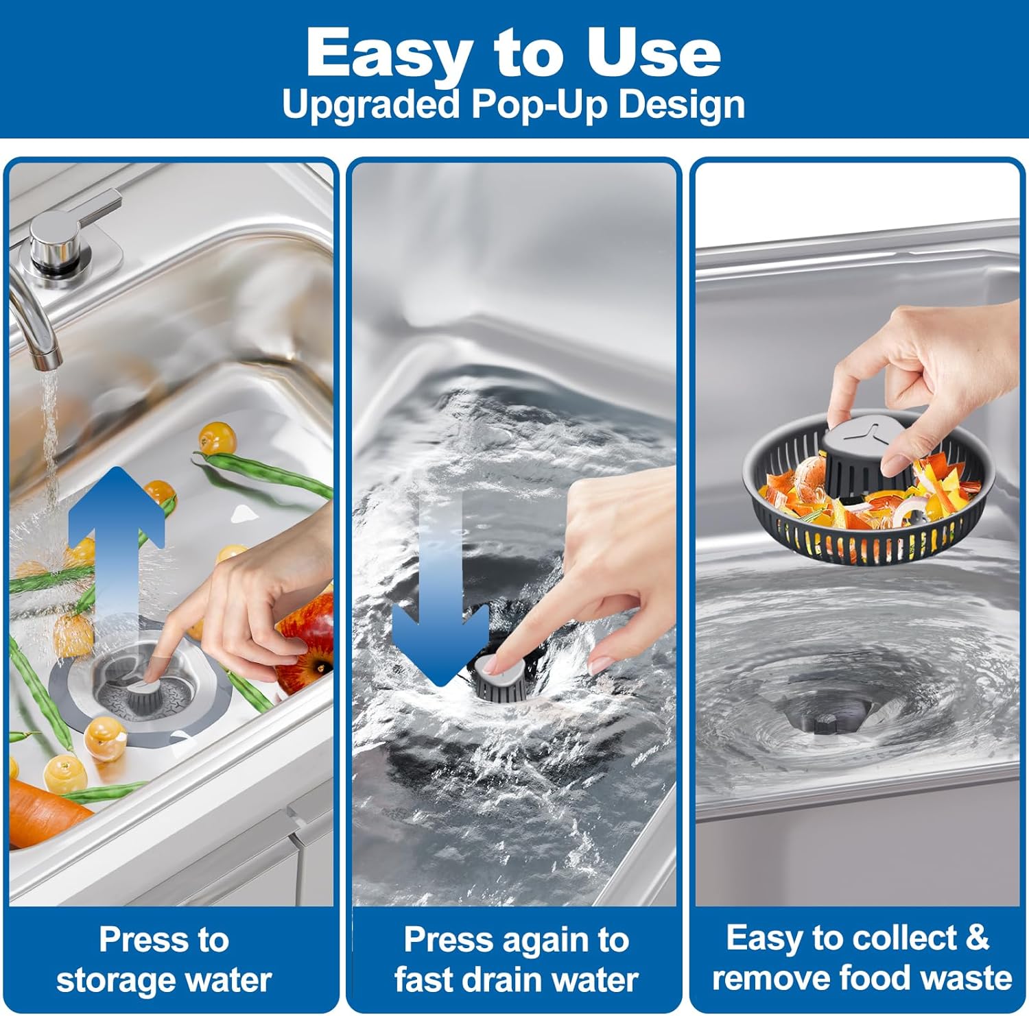 3 in 1 Universal Kitchen Sink Drain Strainer Stopper