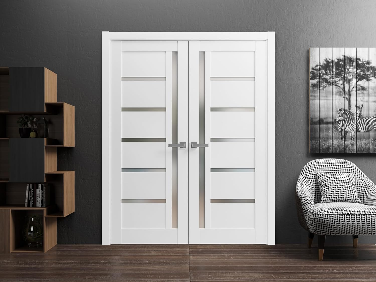 SARTODOORS French Double Panel Lite Doors 60x80 with Hardware 1