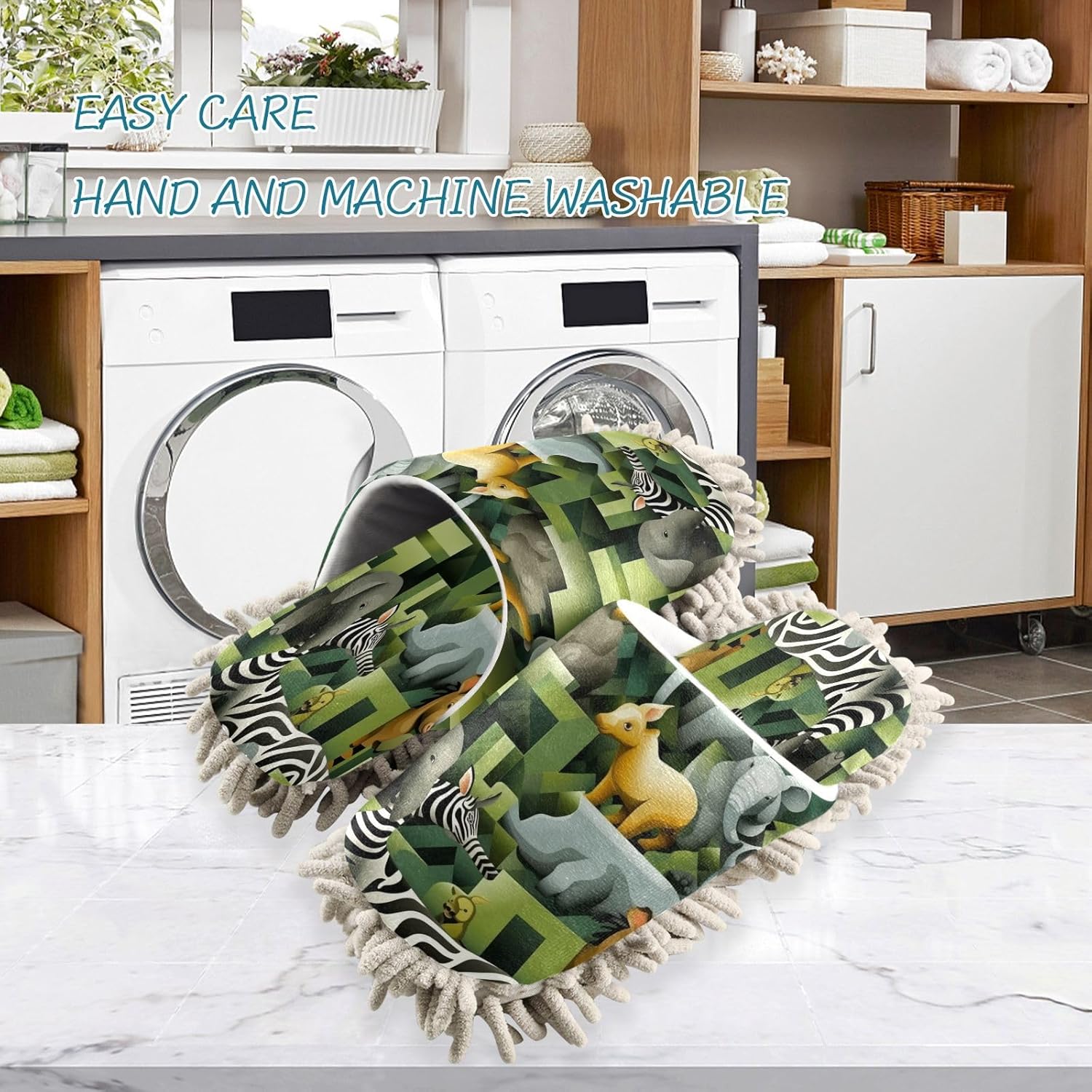 Zhirexin Mop Slippers Comfortable Microfiber Cleaning Shoes