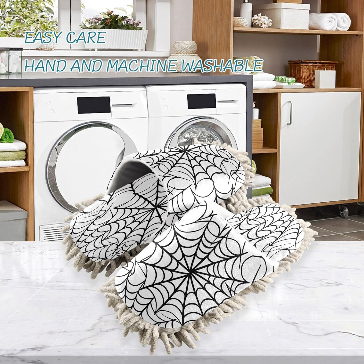 Zhirexin Black Microfiber Mop Slippers for Home Cleaning
