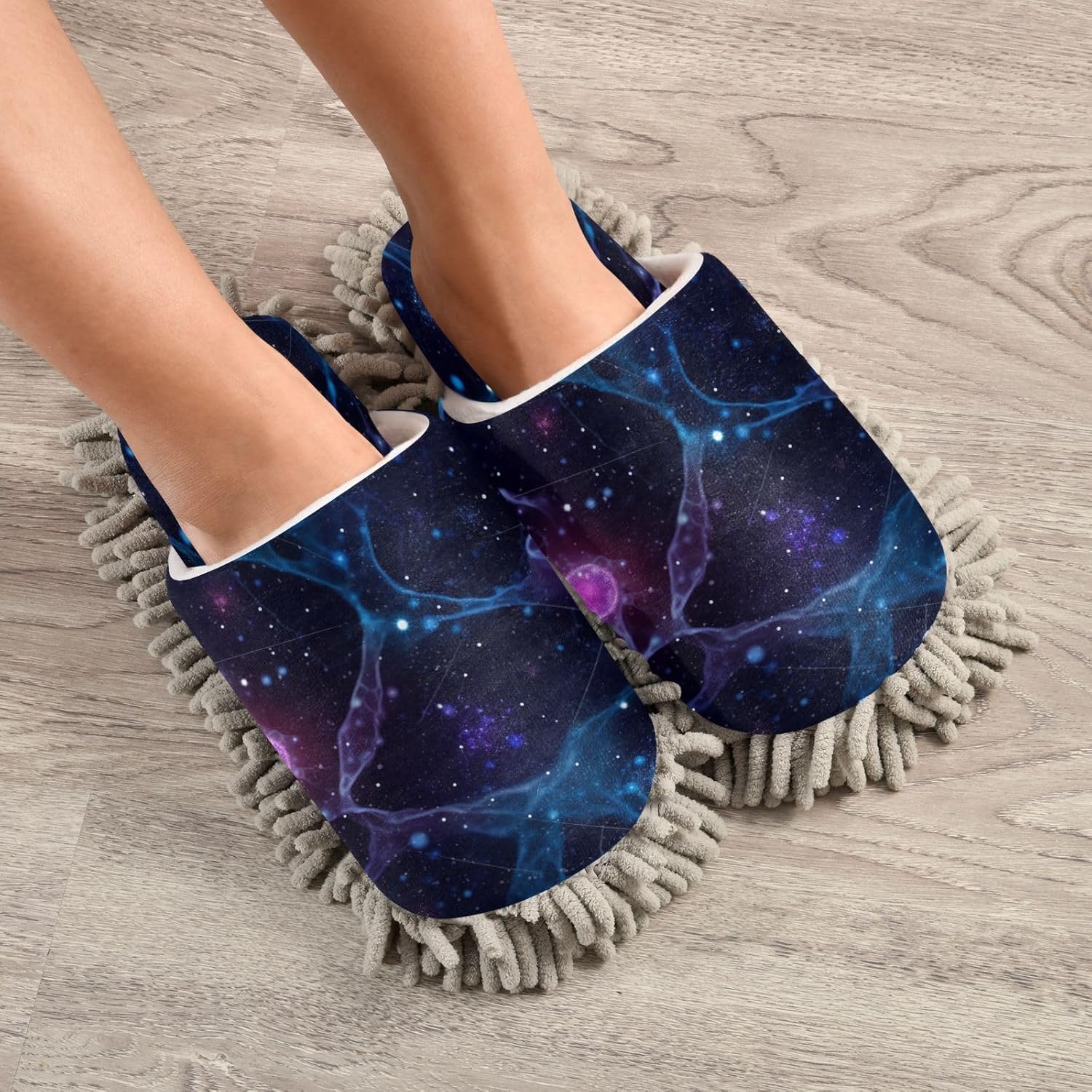 Zhirexin Blue Microfiber Mop Slippers For Men Women