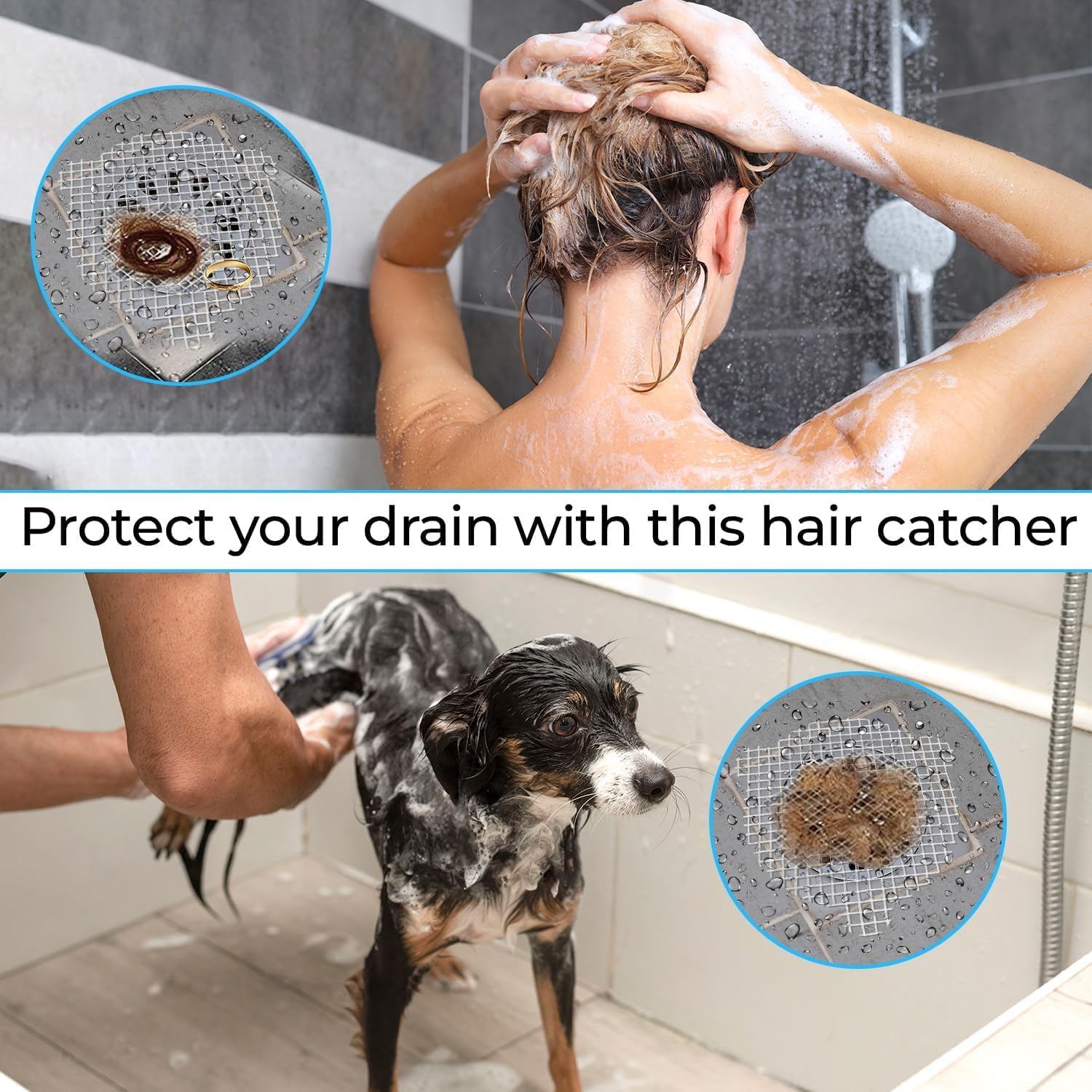 AMAZOPEN 25-Pack Disposable Shower Hair Catcher Stickers