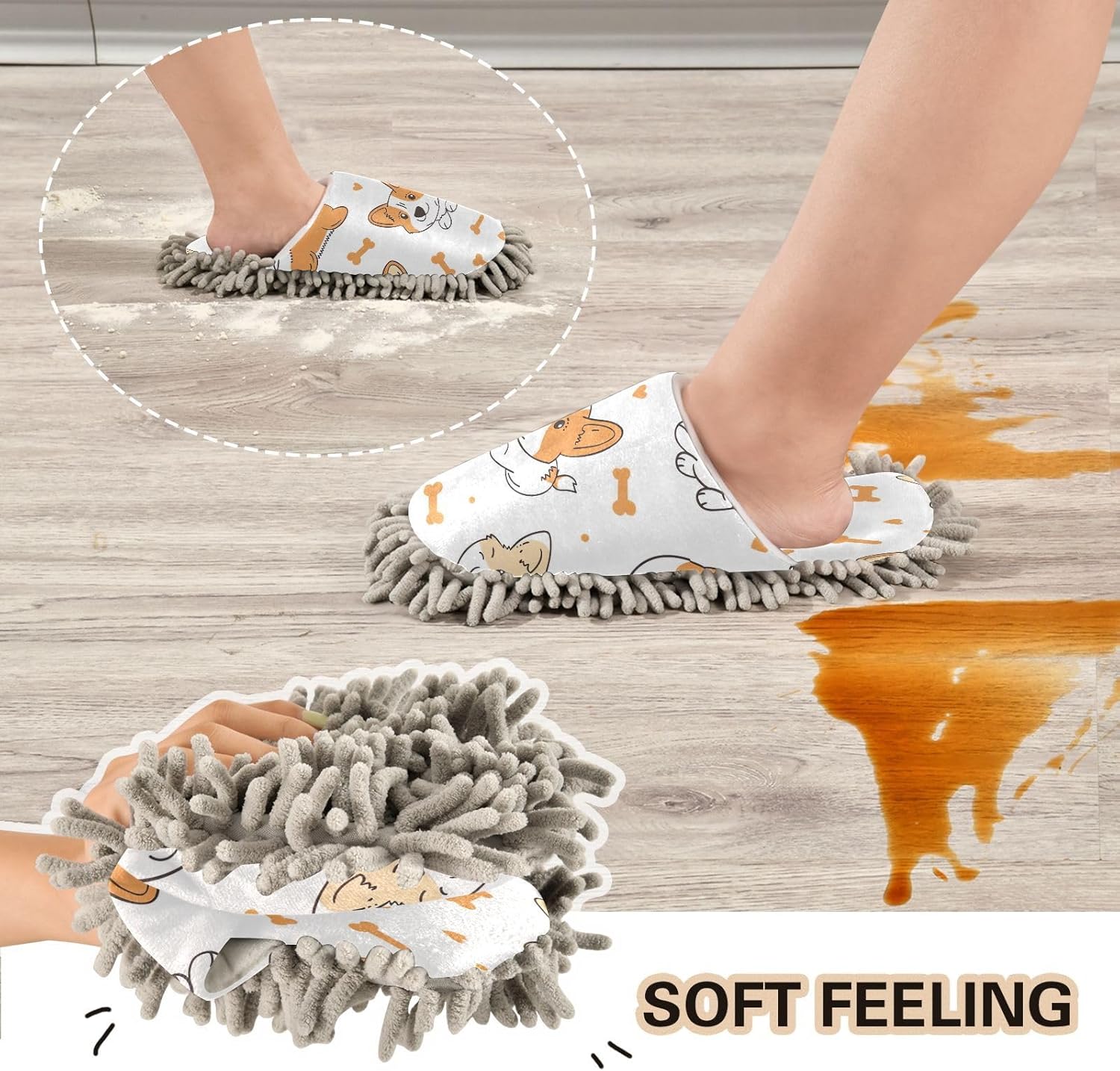 Zhirexin Cartoon Cute Dogs Cleaning Slippers