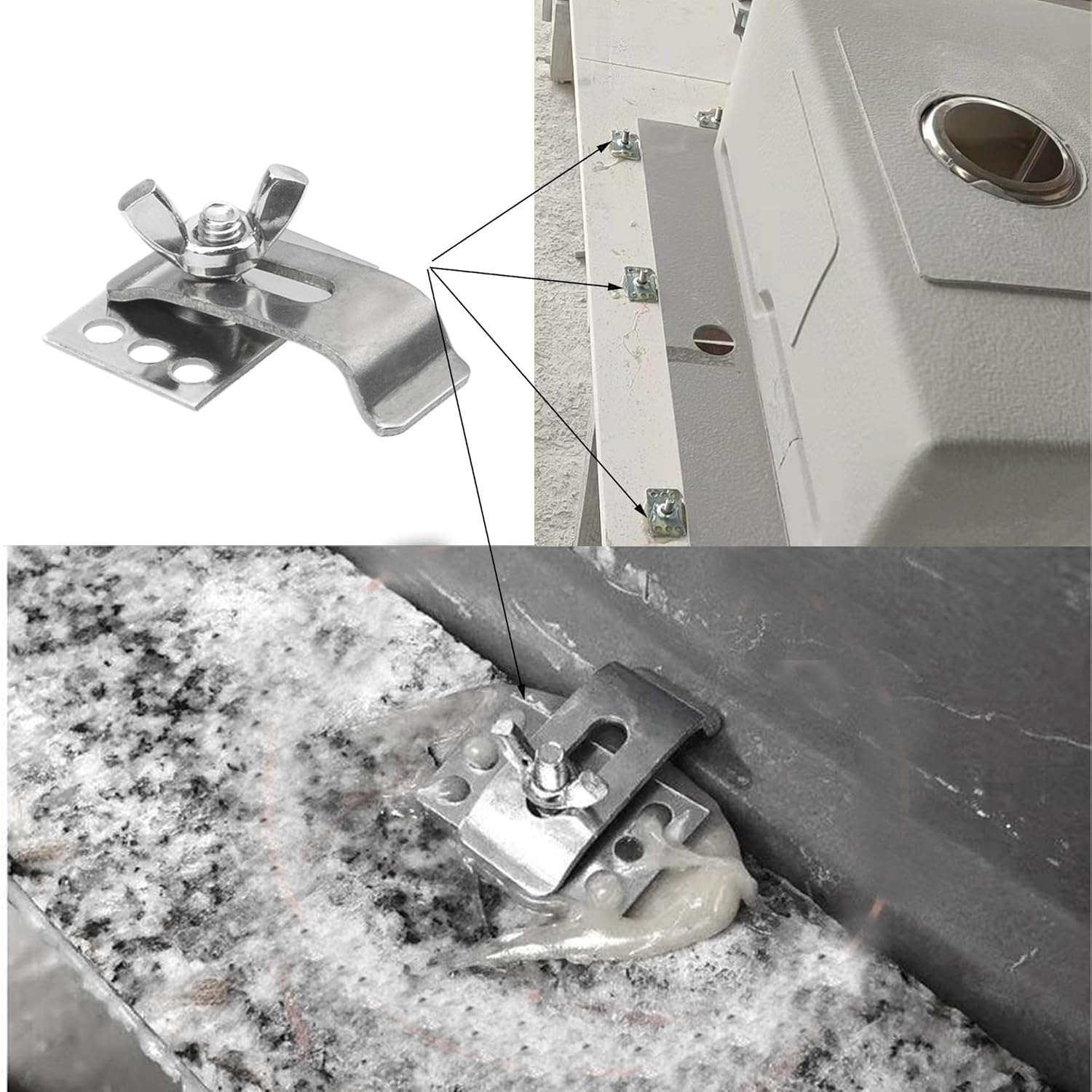 10Pcs 304 Stainless Steel Sink Clips Kit for Undermount Installation