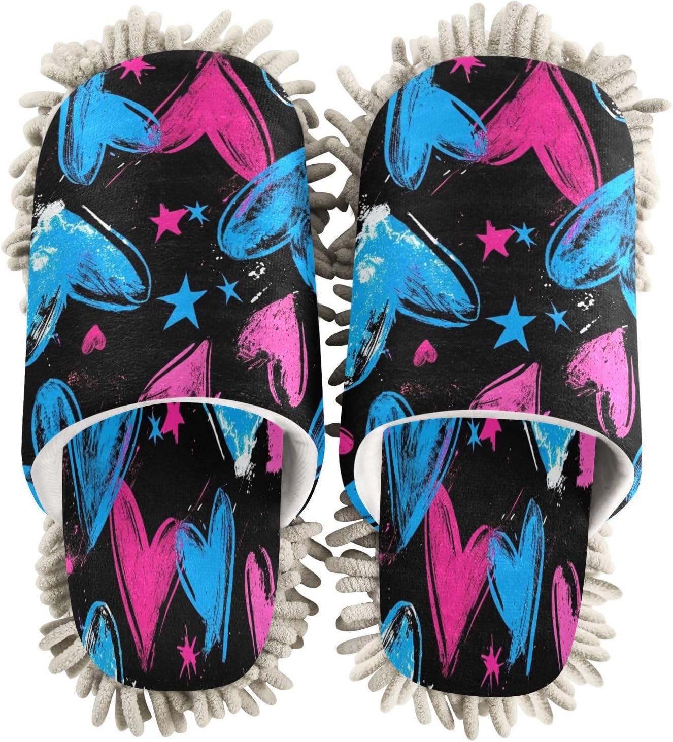 Zhirexin Blue Love Mop Slippers for House Cleaning