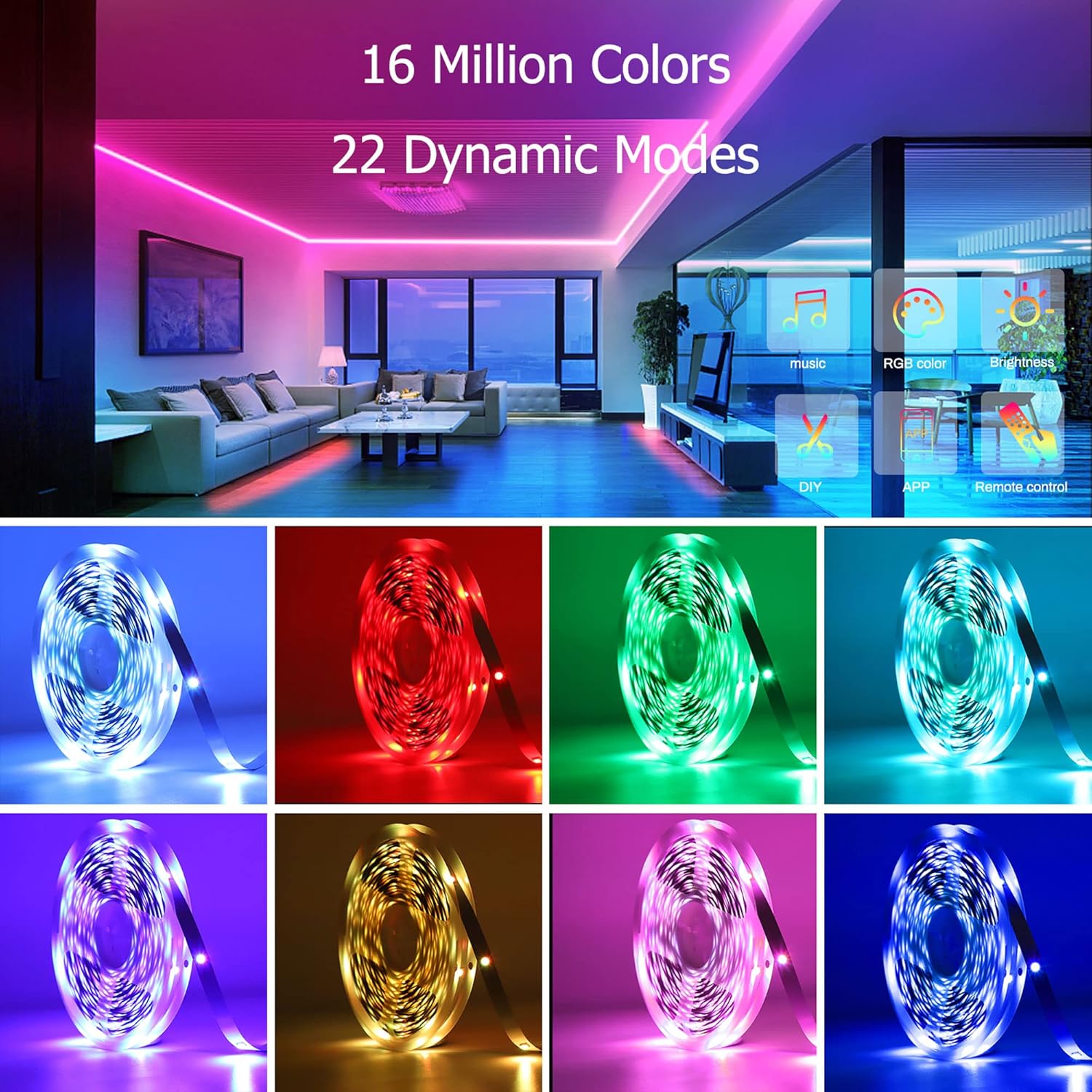 KEELIXIN Bluetooth Music Sync LED Strip Lights for Bedroom 1
