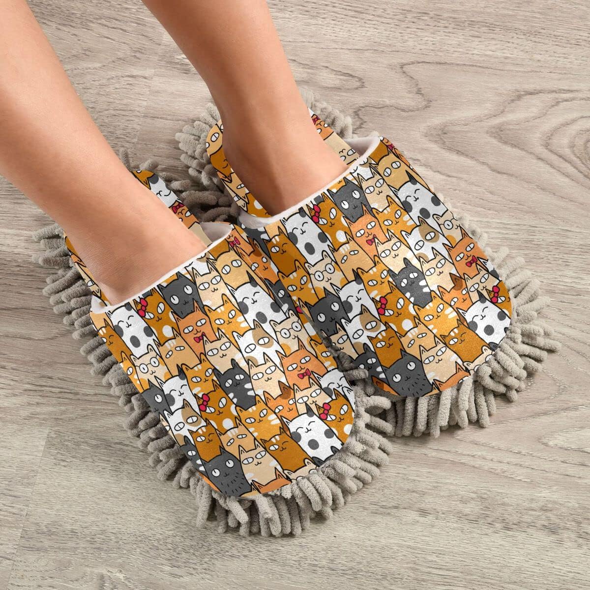 DOMIKING Mop Slippers for Floor Cleaning with Microfiber Sole