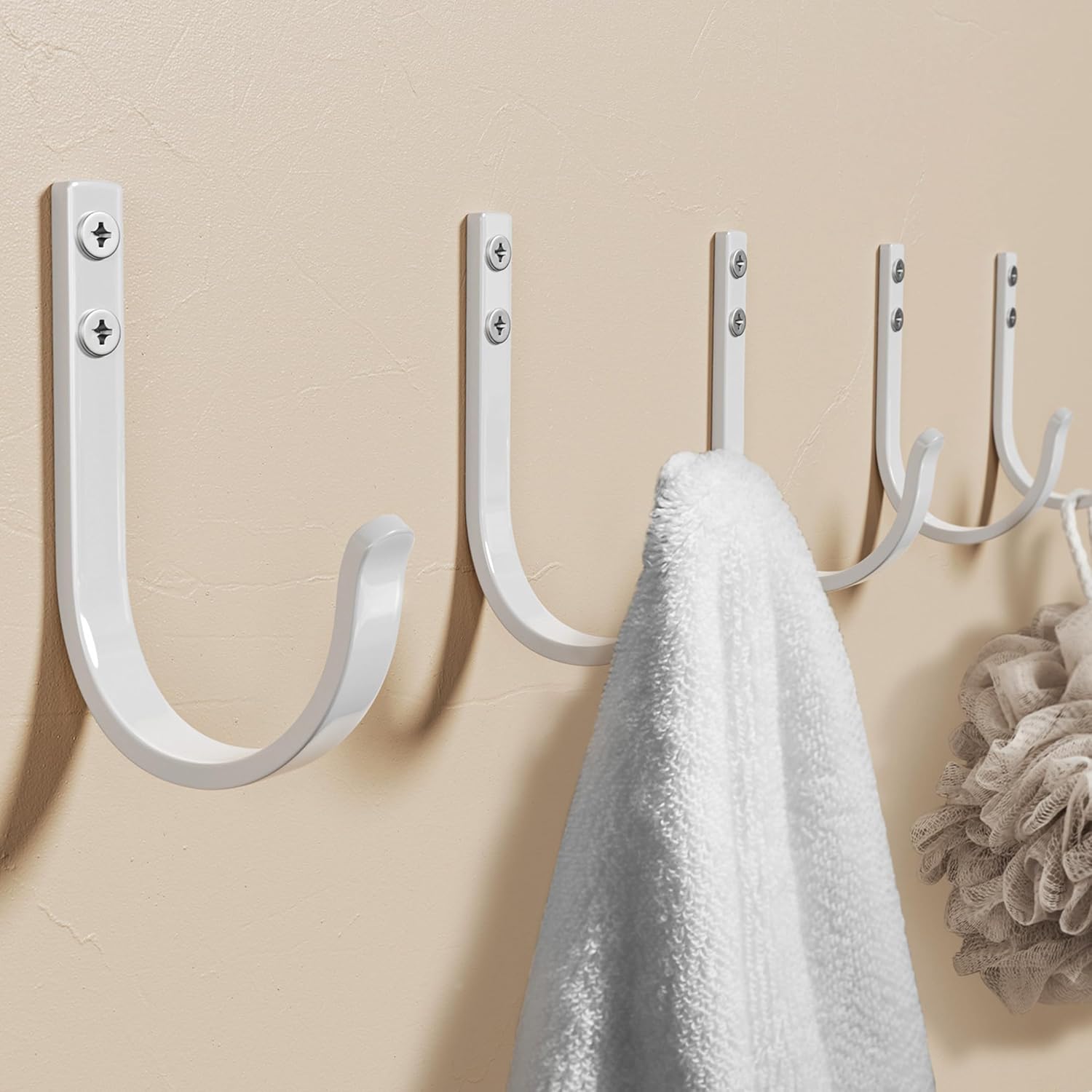 Wall Hooks for Towel and Coat - 5 Pack 22LB Metal Hanger