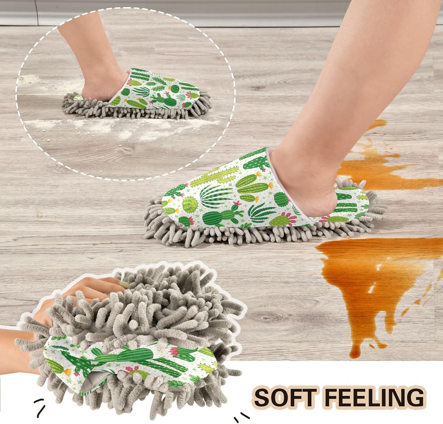 Sinestour Cactus Mop Slippers for Floor Cleaning