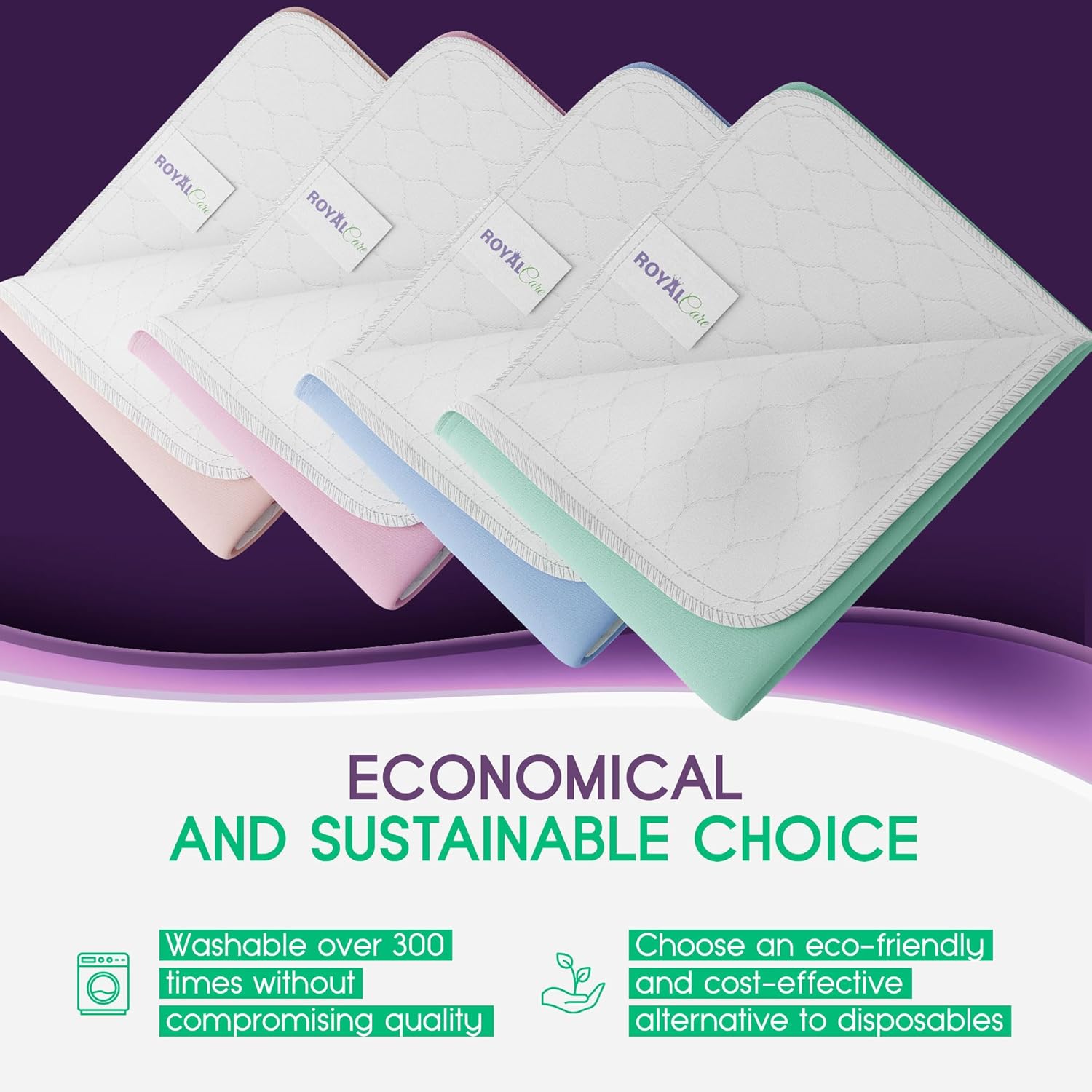 Royal Care Incontinence Bed Pads 4 Pack 24x36 Reusable