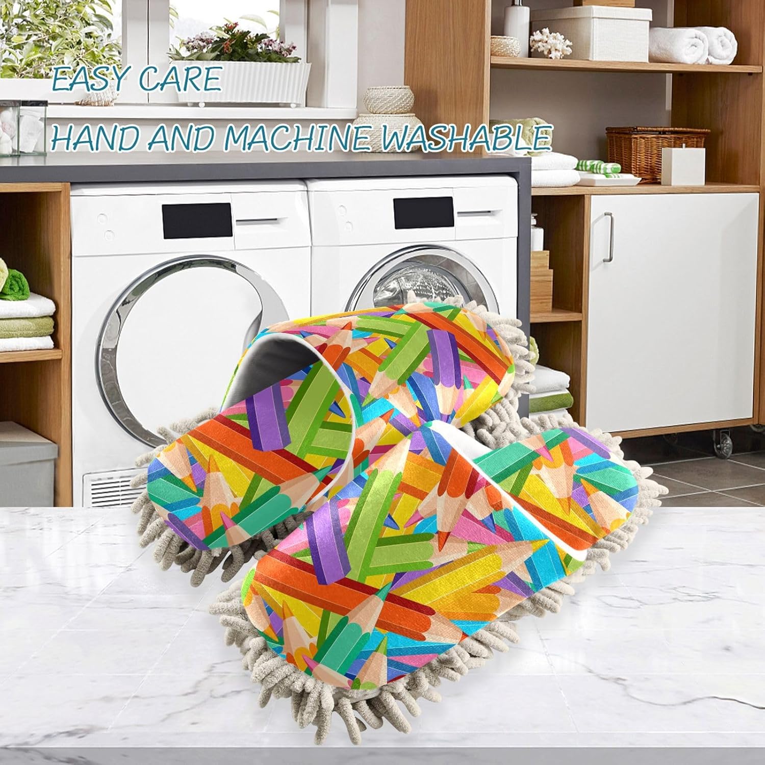 Sinestour Mop Slippers for Floor Cleaning Washable and Comfortable