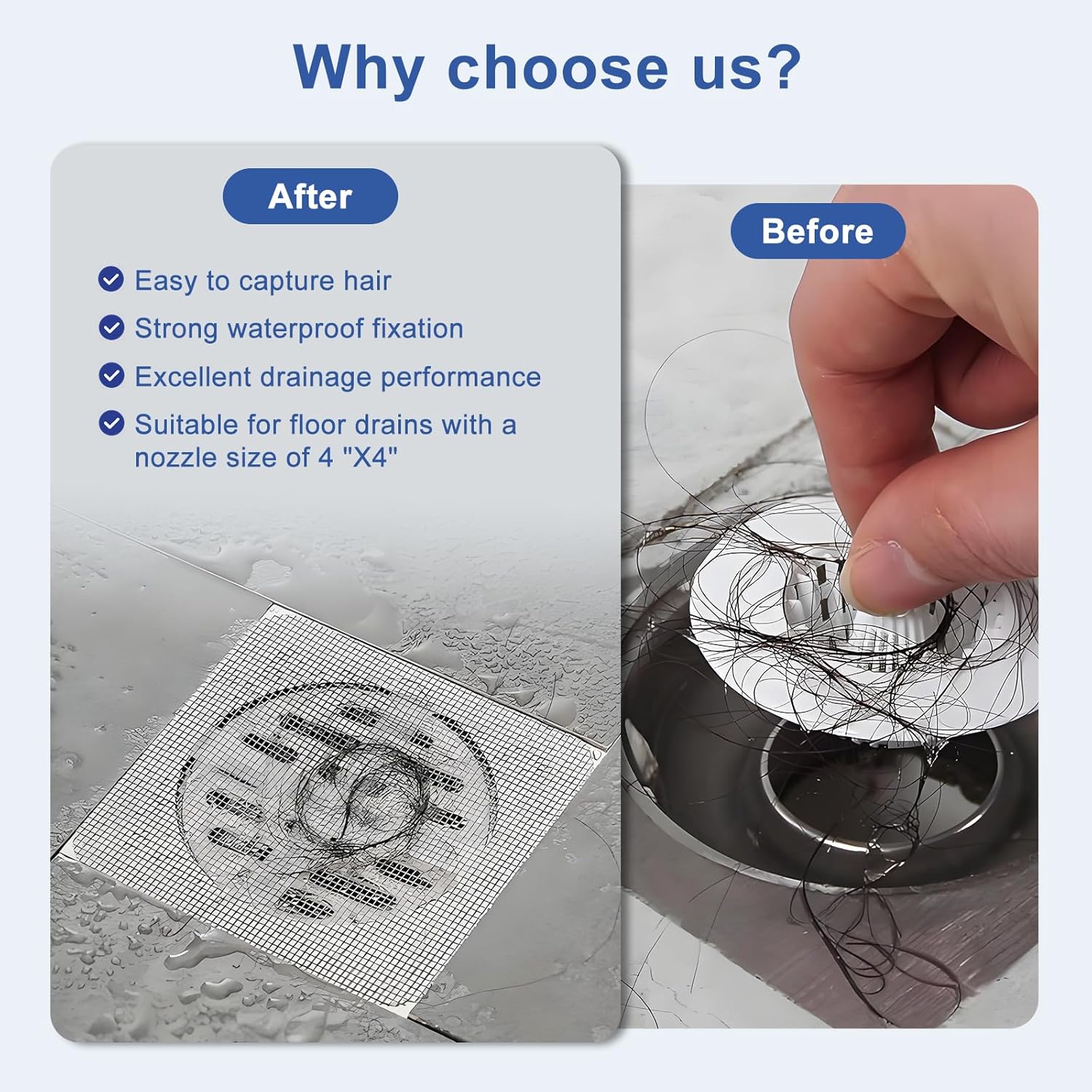 PASAGLU 4 x 4 Disposable Shower Drain Hair Catcher