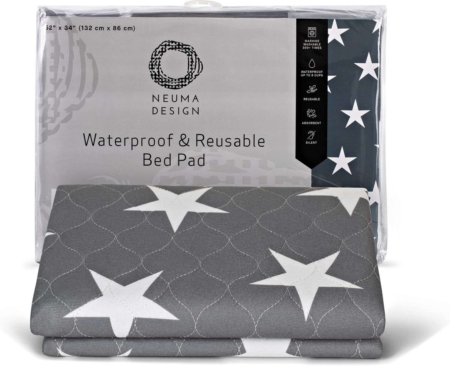 Neuma Design Reusable Bed Pads - 52x34 Waterproof Durable 2 Pack