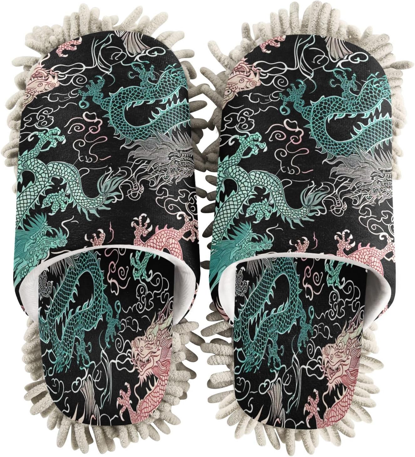 Zhirexin Colorful Dragons Microfiber Mop Slippers