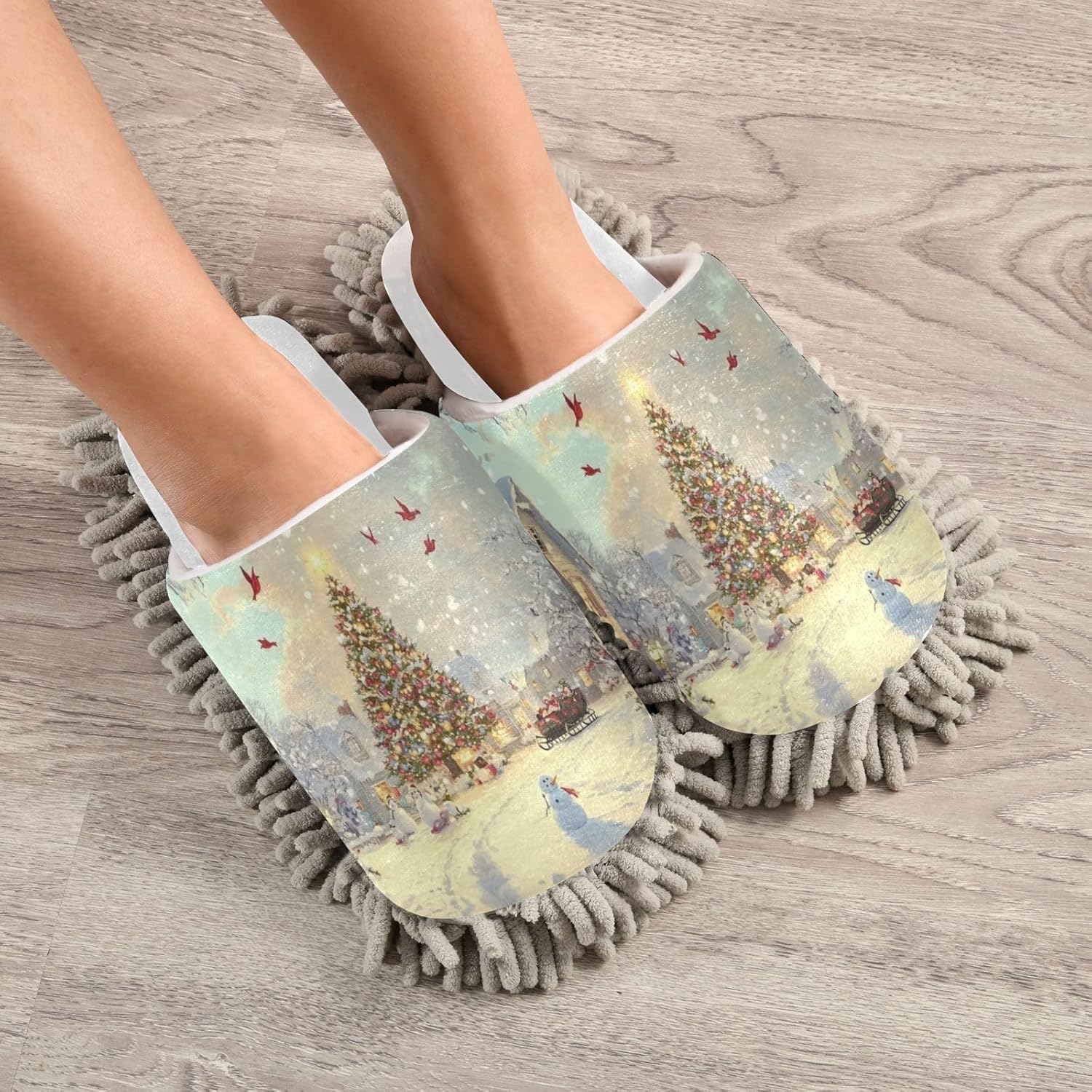 RunningBear Chenille Mop Slippers for Home Office Cleaning