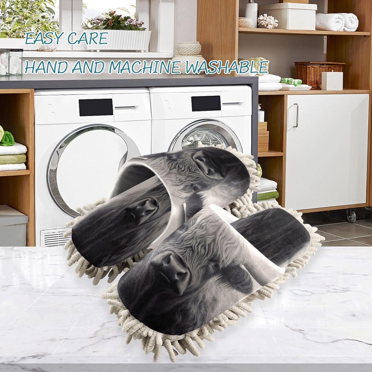 Zhirexin Comfortable Microfiber Mop Slippers for Men Women