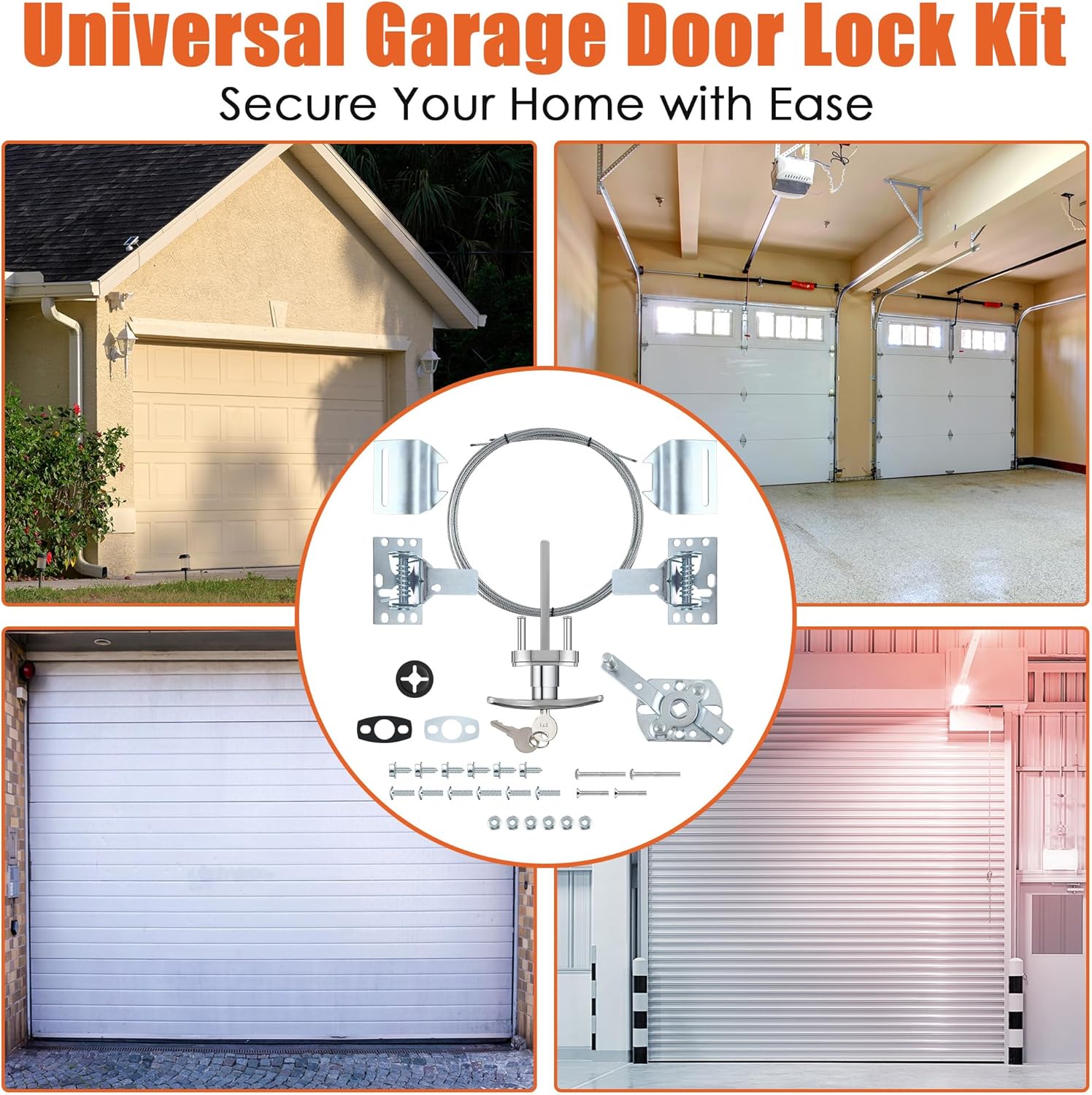 Universal Garage Door Lock Kit with Keyed Handle and Spring Latch