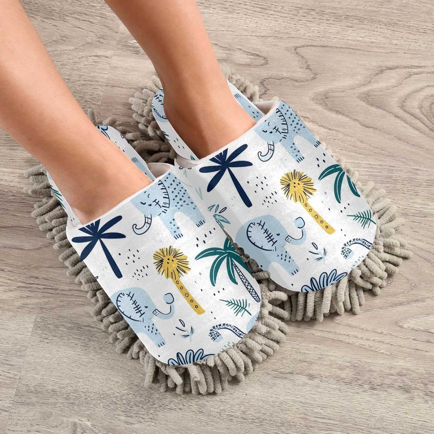 Zhirexin Cartoon Elephant Mop Slippers - Washable Comfortable