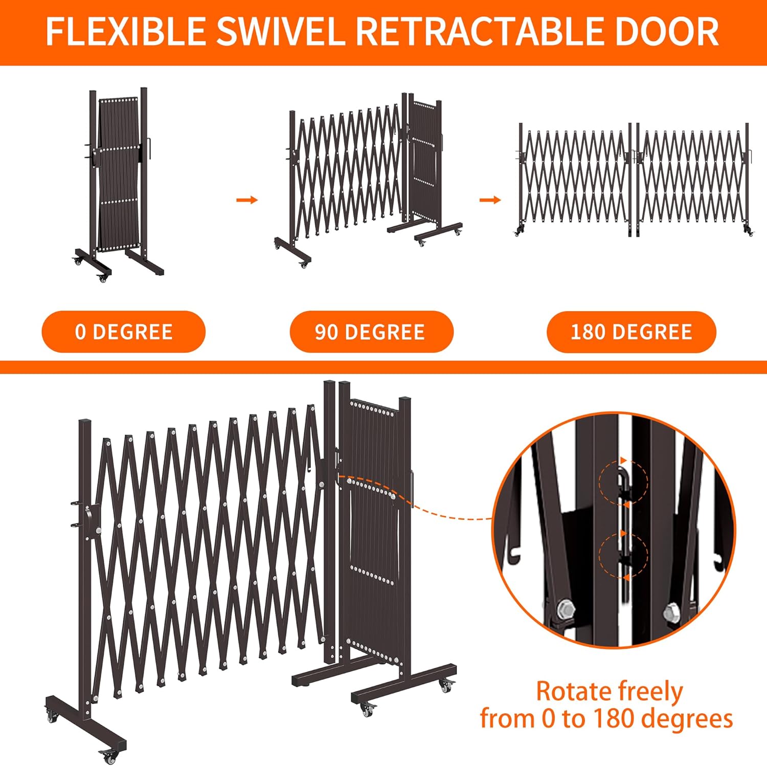 MOOITZ Folding Security Gate 130 x 406 Portable Barricade with Casters