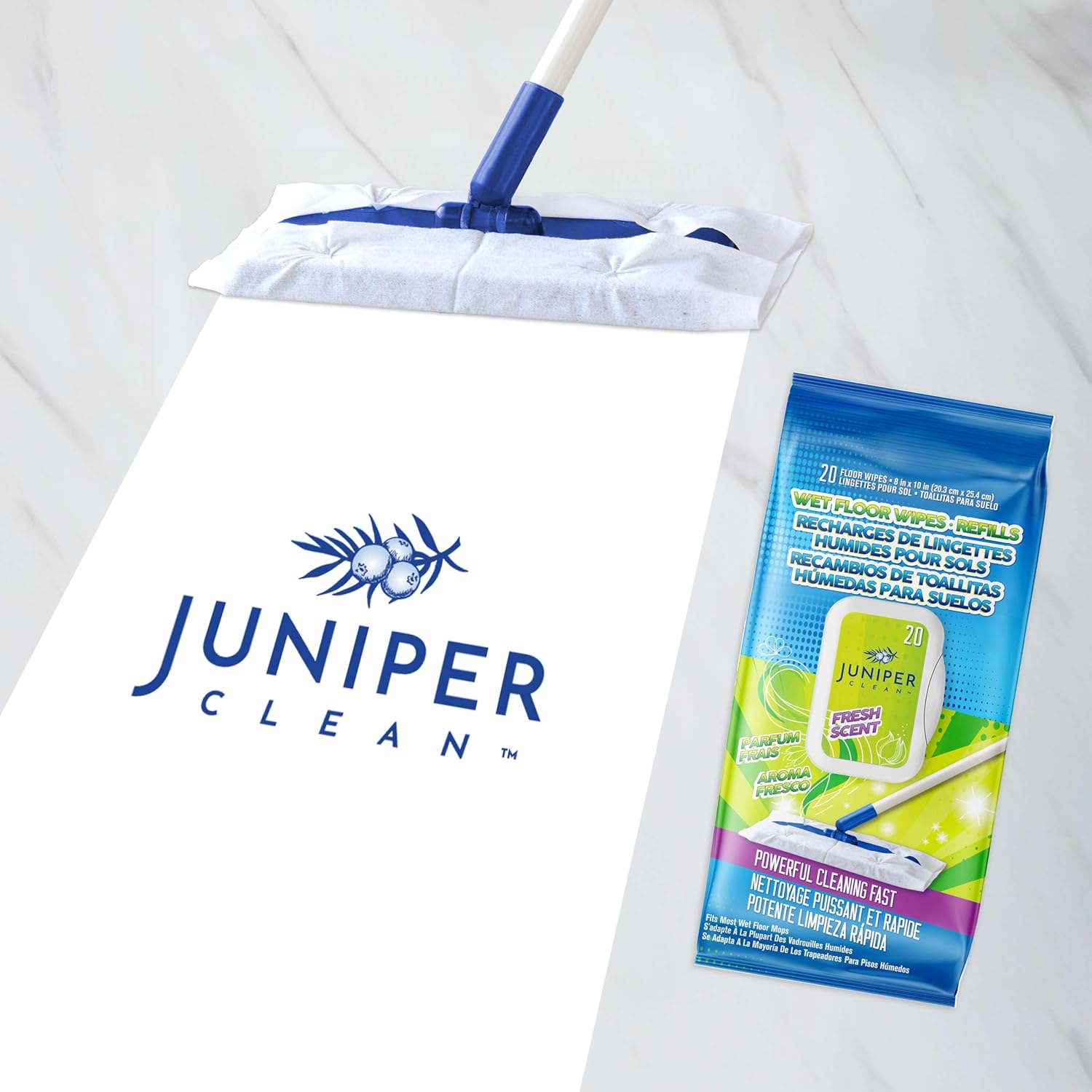 Juniper CLEAN Wet Floor Wipes 20 Count Refill Pack