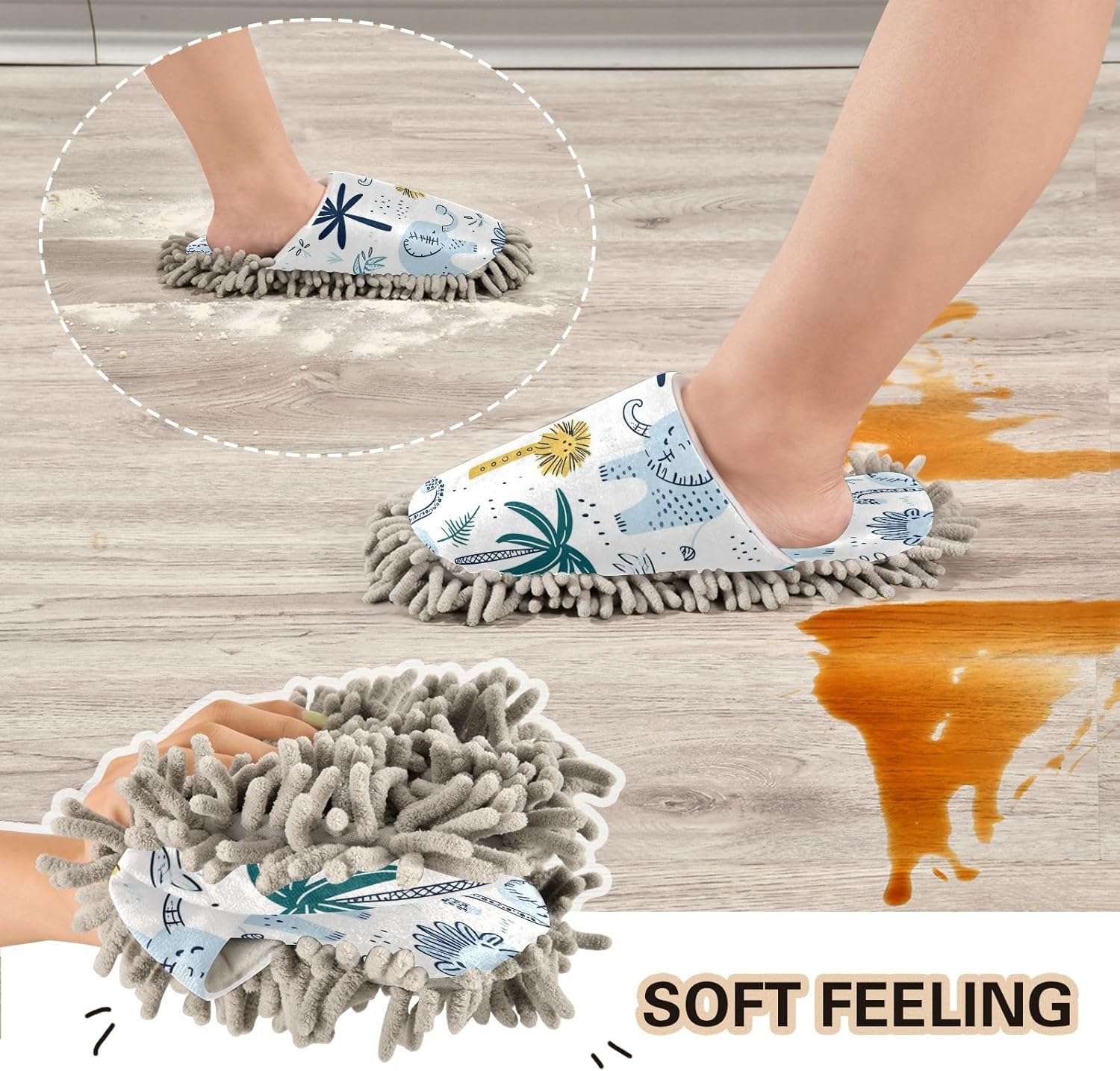 Zhirexin Cartoon Elephant Mop Slippers - Washable Comfortable