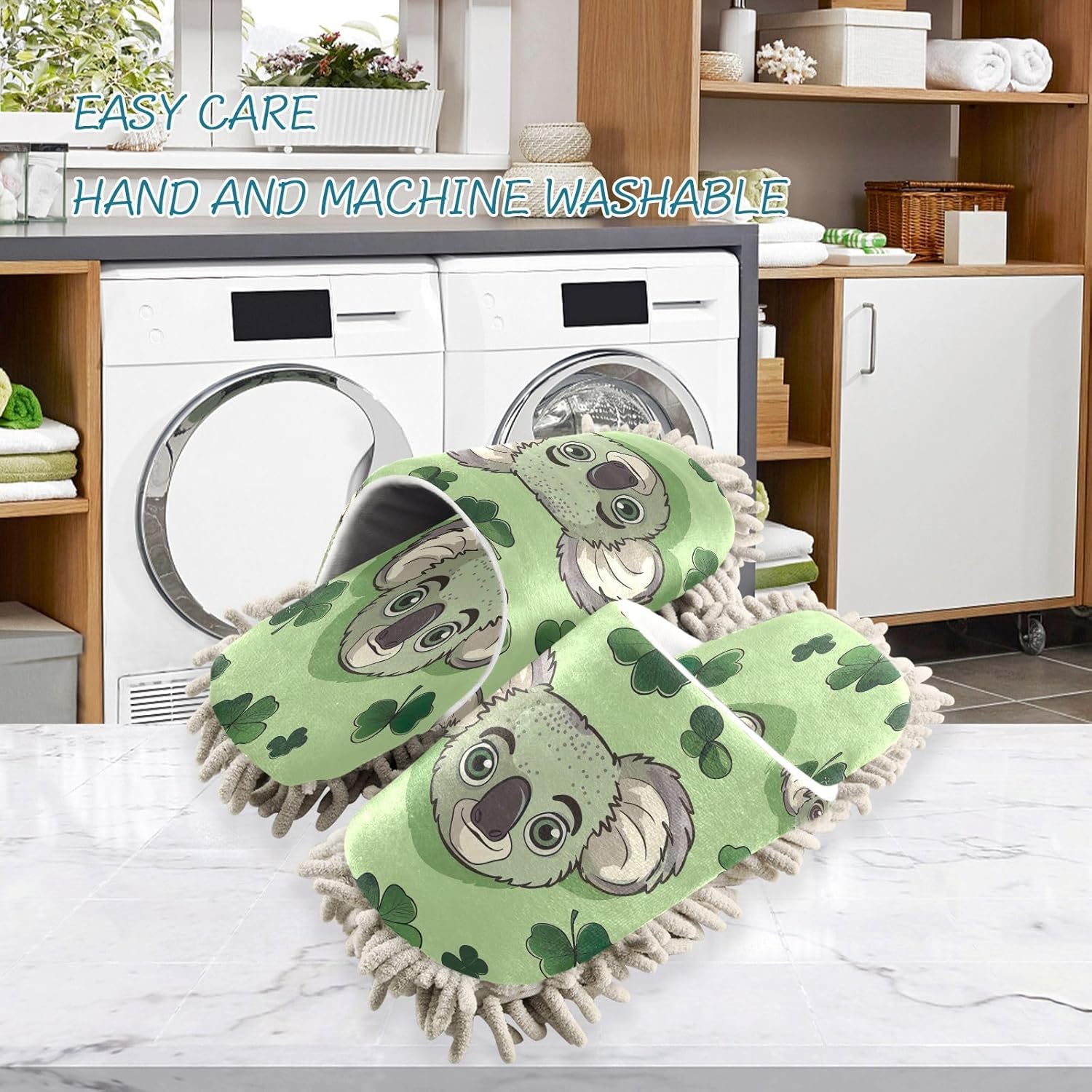 Zhirexin Cartoon Koala Cleaning Slippers Mop Shoes