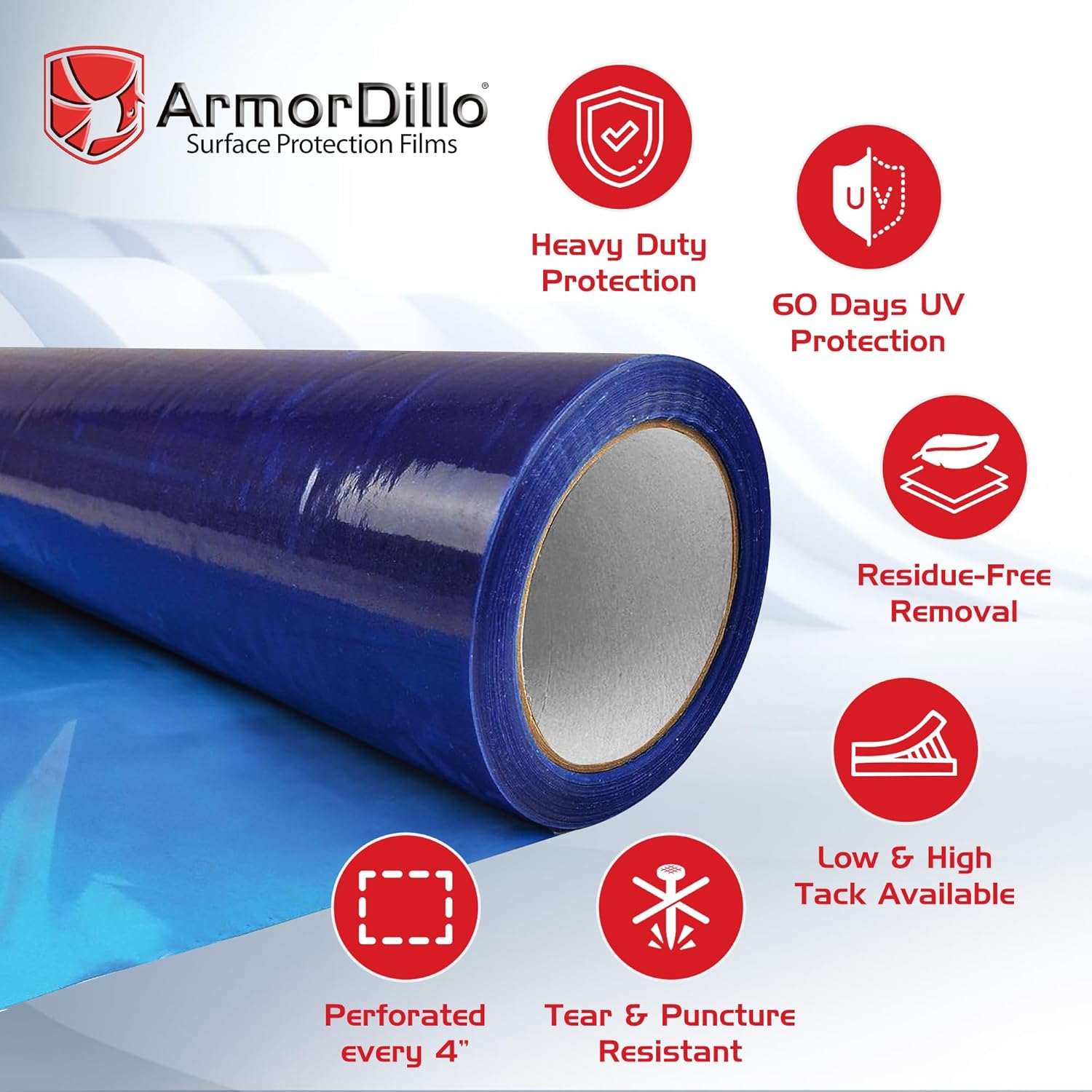 ArmorDillo Vent Film Duct Masking Tape - 8 x 185ft Blue Self-Adhesive