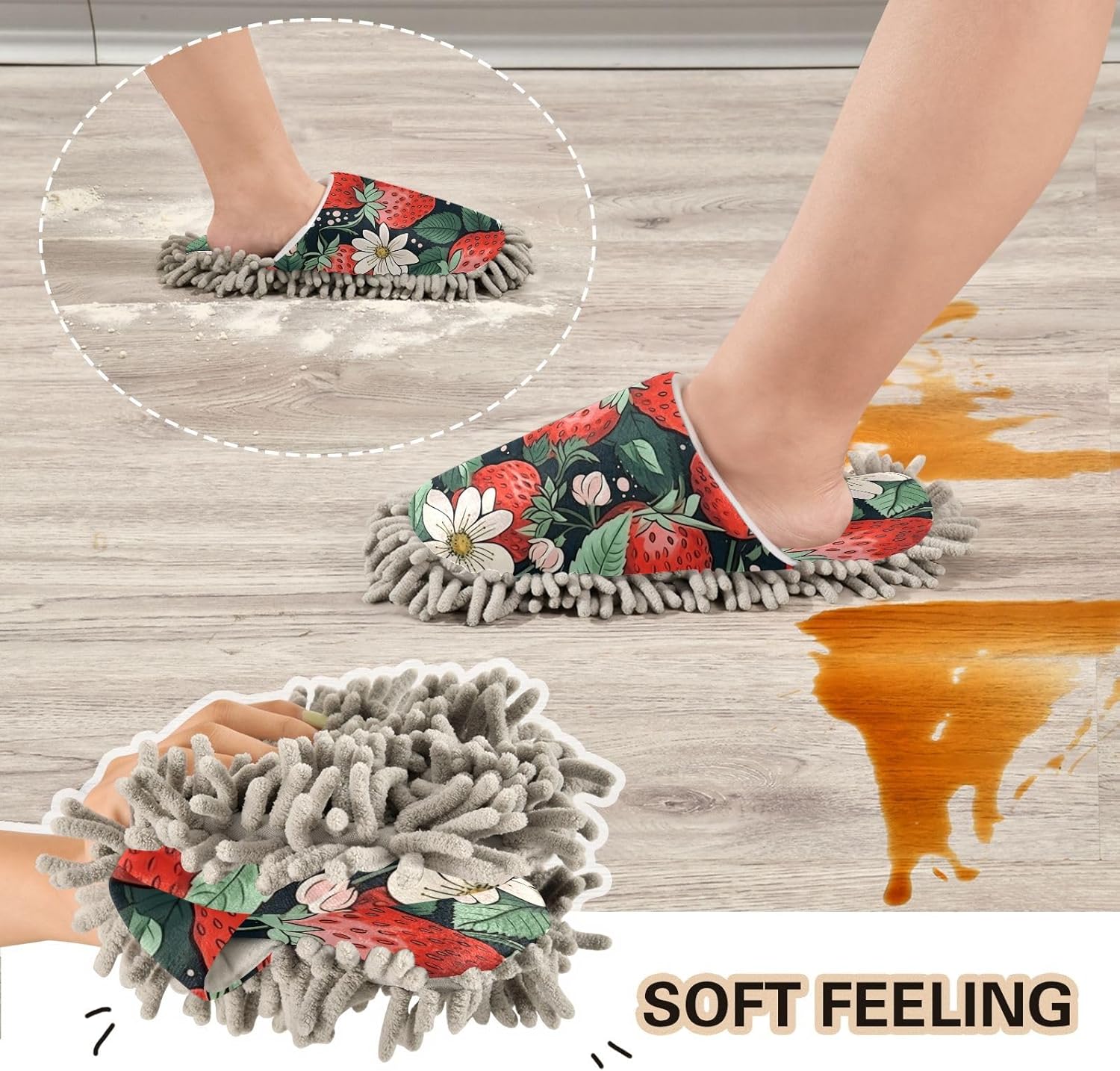 Zhirexin Strawberry Flower Cleaning Slippers 1