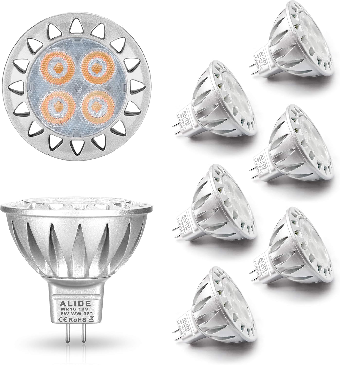 ALIDE 5W MR16 LED Bulbs 2700K Soft White 6 Pack