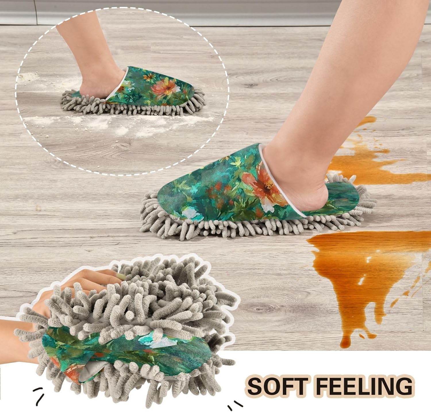 Zhirexin Cleaning Slippers with Microfiber Mop Pads